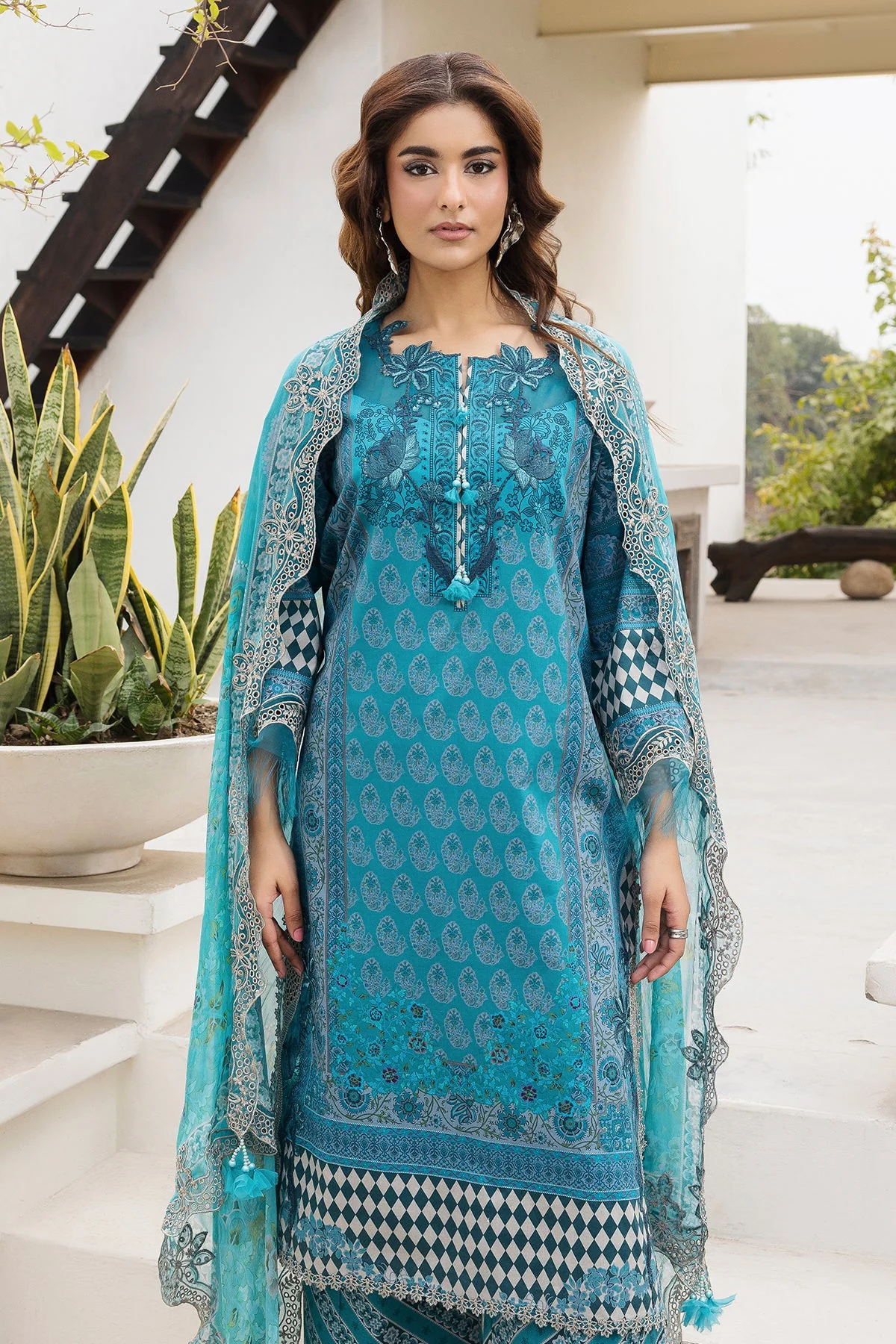 3-PC Stitched Embroidered Lawn Collection CC6-24 PSOK - Image 6