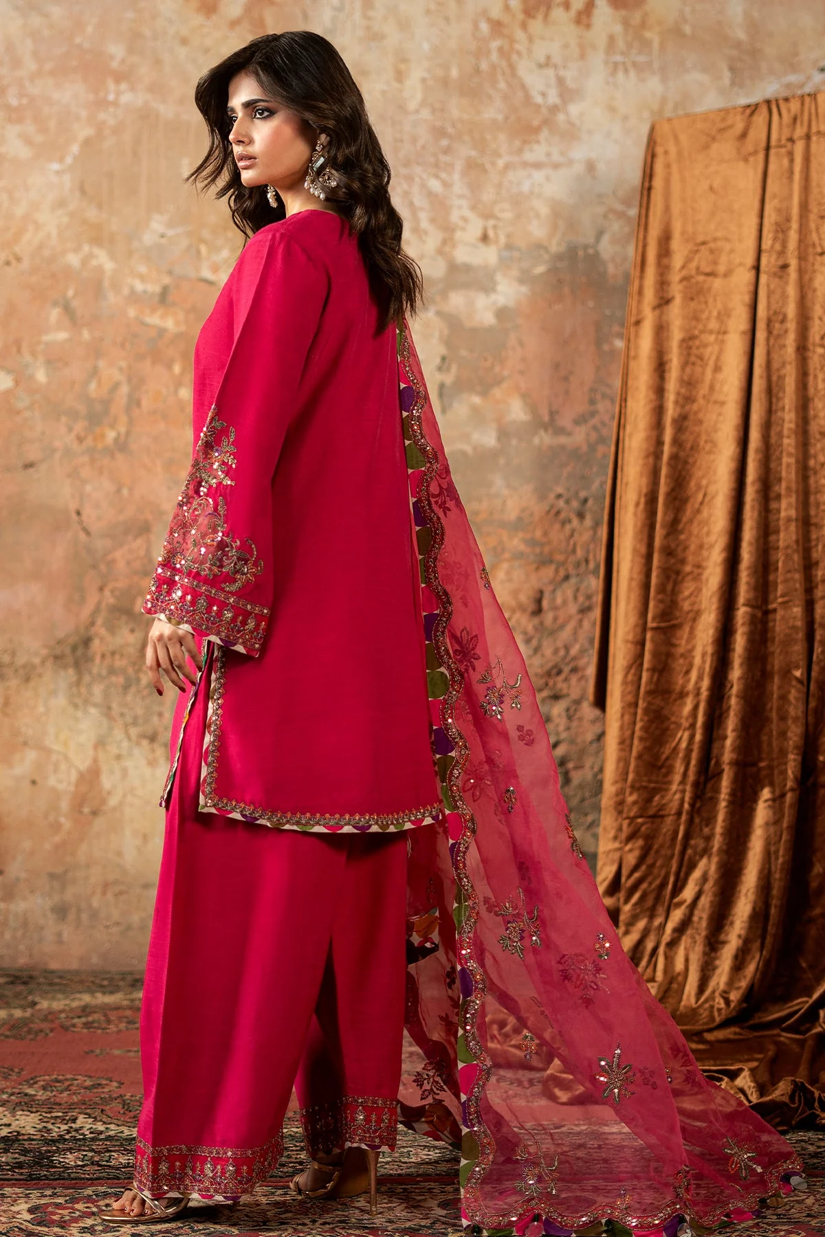 3-PC Embroidered  Raw Silk CMA-6-138 - Image 2