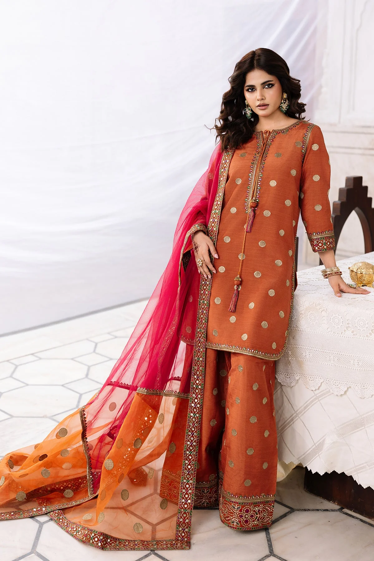 3-PC Embroidered Raw-Silk CMA-6-358 - Image 4