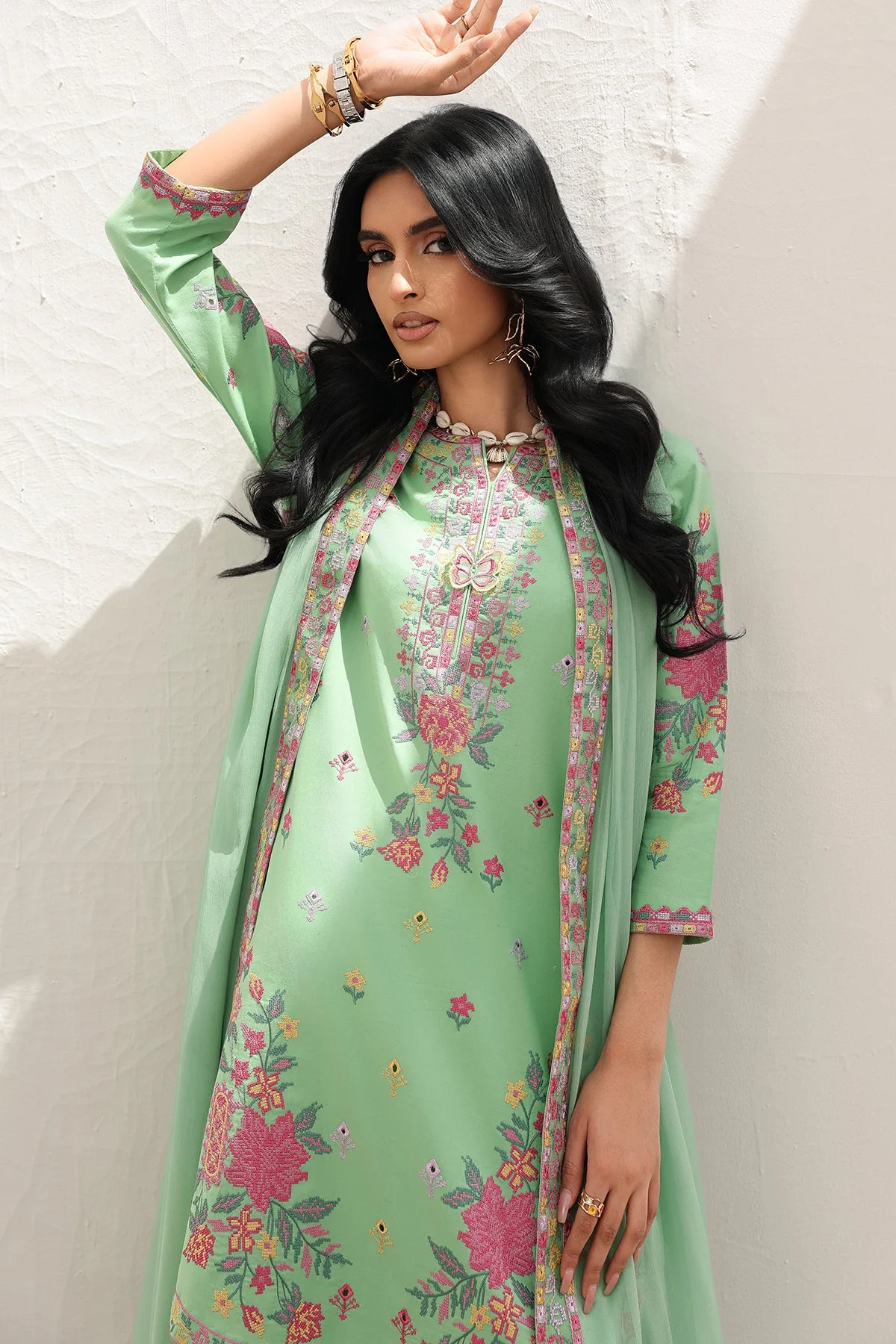 3-PC Stitched Embroidered Lawn Collection CNP-6-218 - Image 2