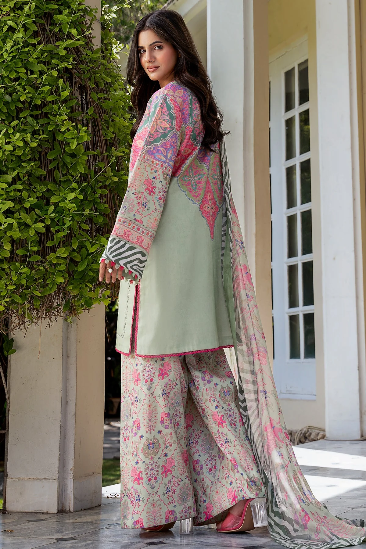 3-PC  Printed Lawn Suit CP6-20 PSOK - Image 4