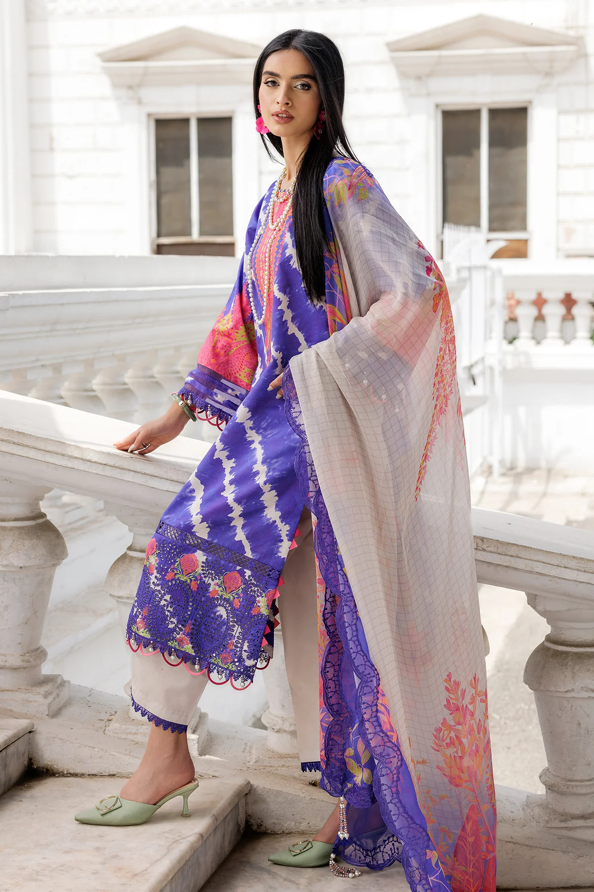 3-PC  Embroidered Lawn Collection AG6-01 A PSOK - Image 4