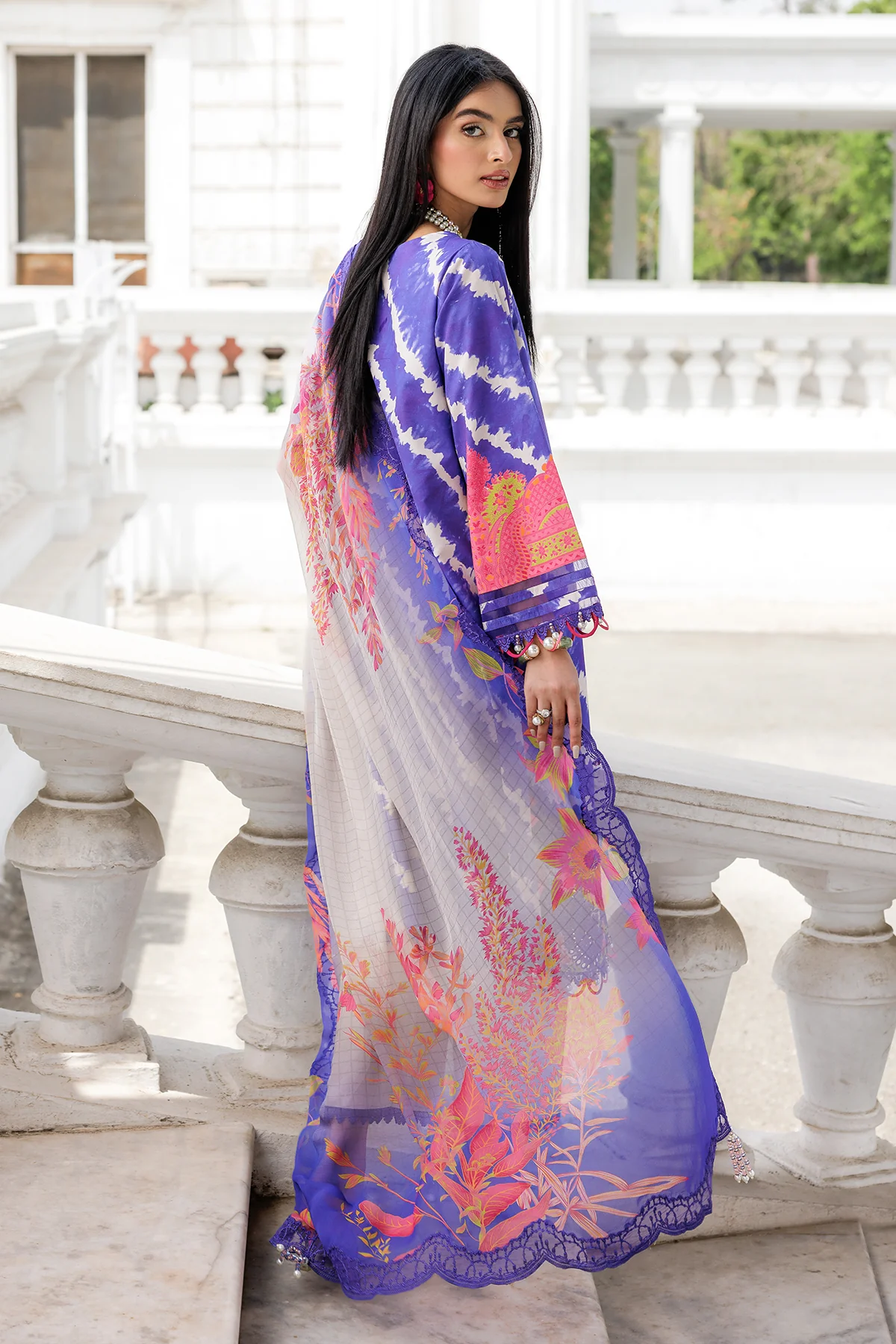 3-PC  Embroidered Lawn Collection AG6-01 A PSOK - Image 5