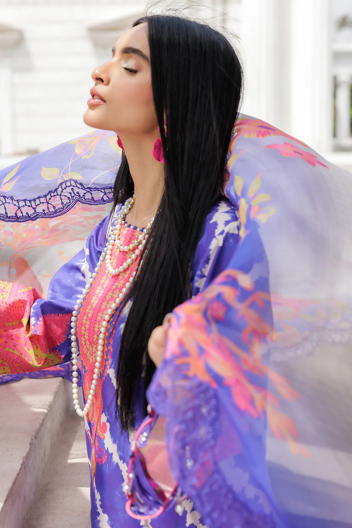 3-PC  Embroidered Lawn Collection AG6-01 A PSOK - Image 6