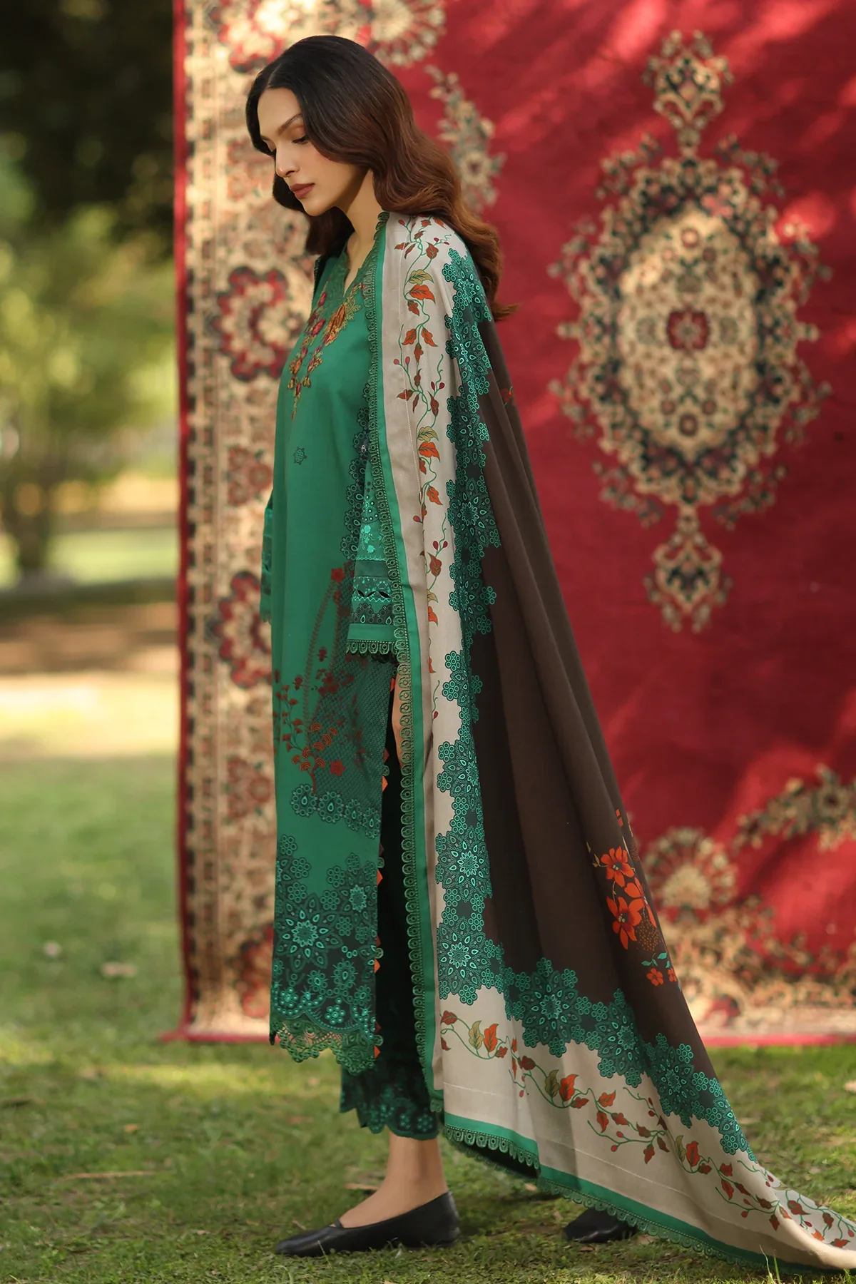 3-PC Embroidered Linen Collection ANW6-14 - Image 3