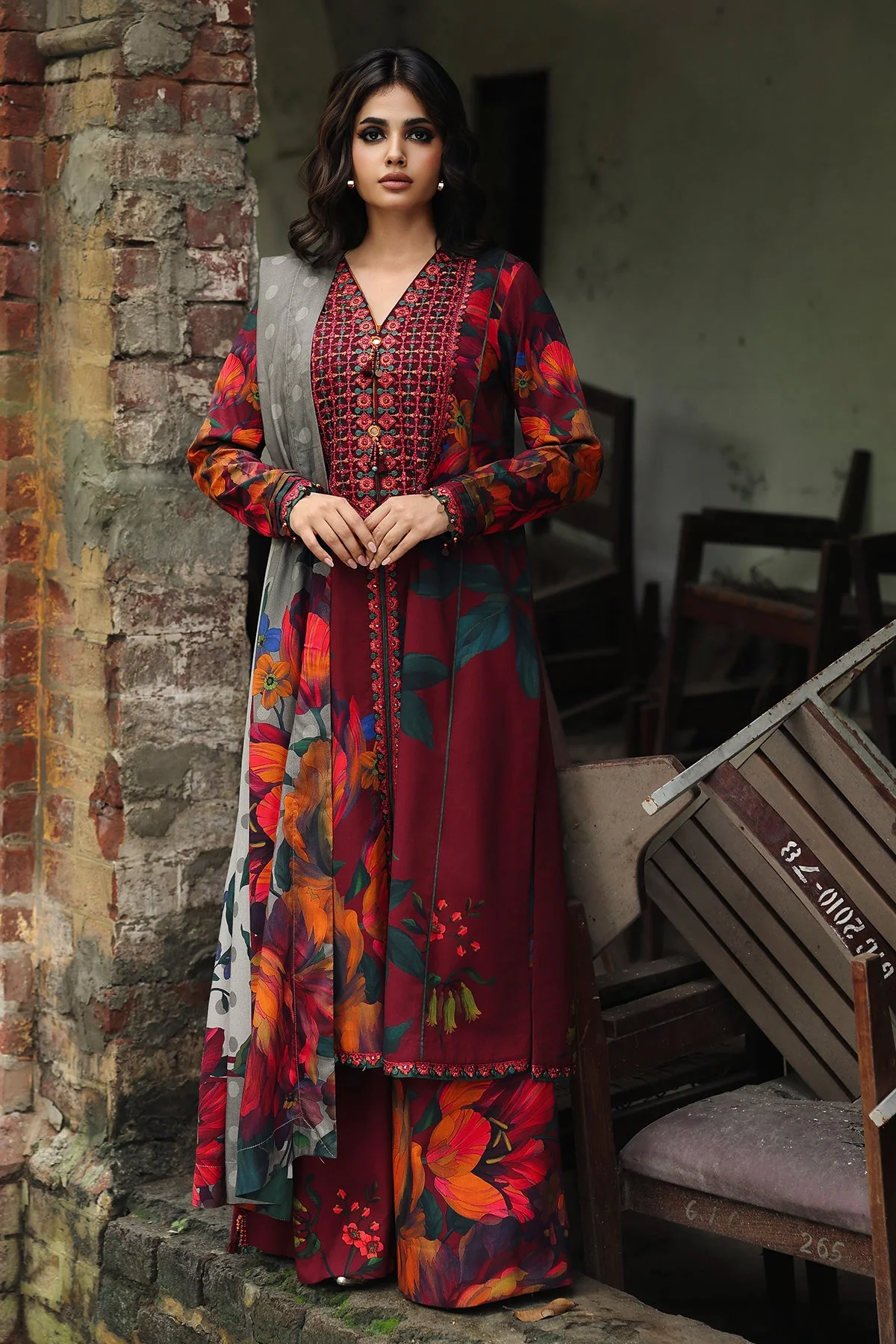 3-PC  Embroidered Linen Collection ANW6-18