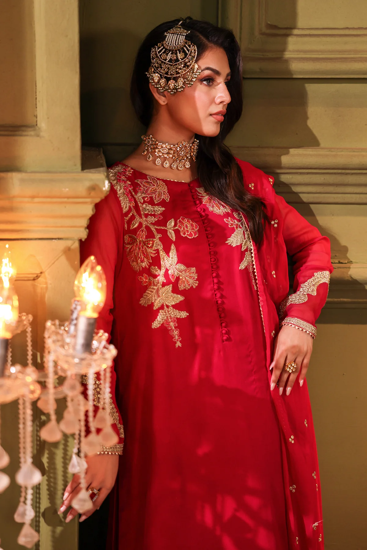 3-PC Embroidered Organza Shirt with Embroidered Chiffon Dupatta and Trouser CMA-4-0022 Pink - Image 6
