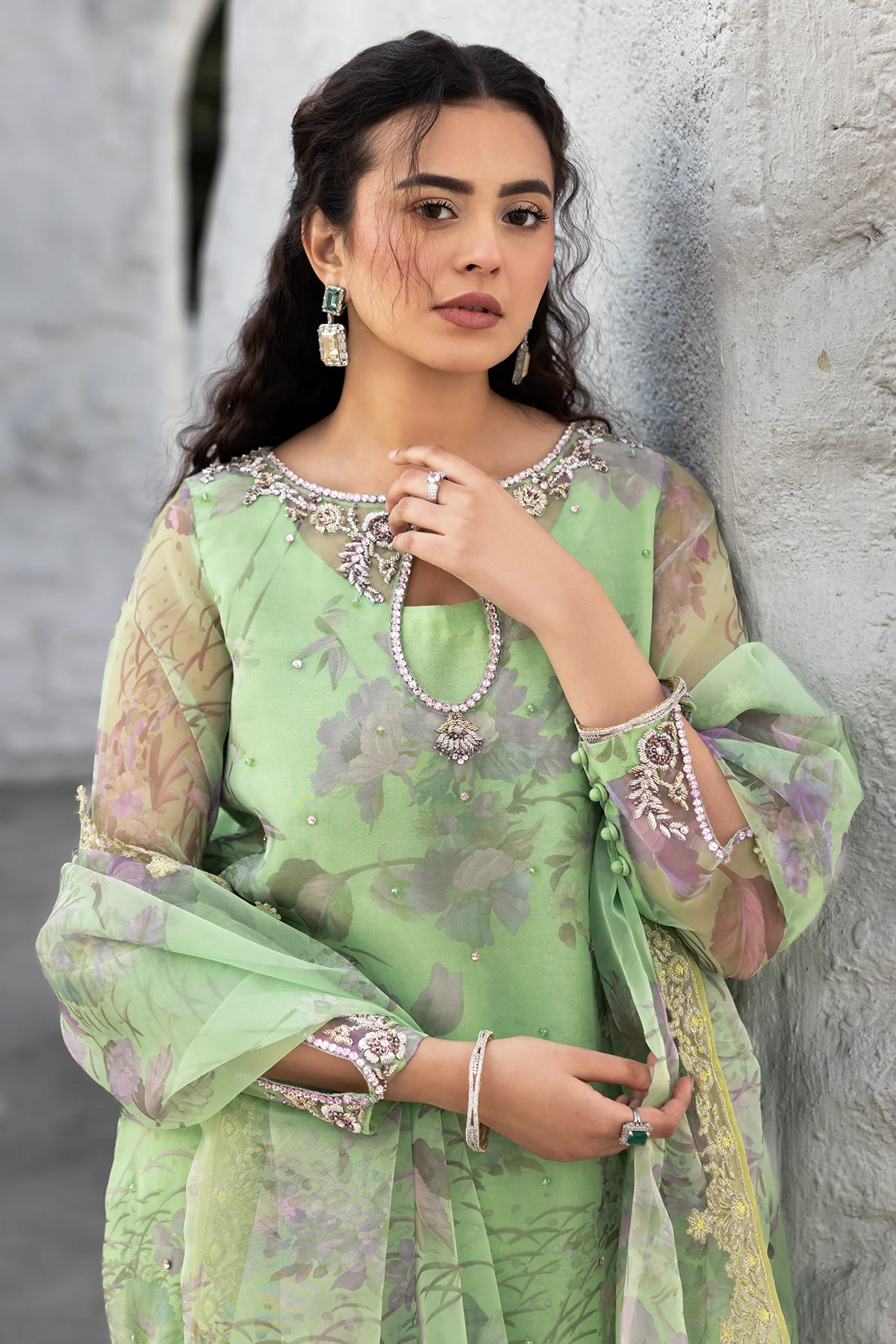 3-PC Embroidered Organza Suit CMA-5-013 - Image 2