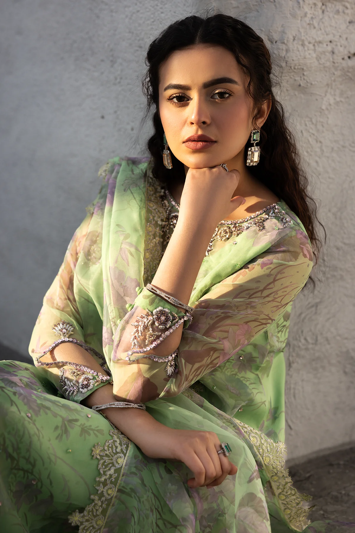 3-PC Embroidered Organza Suit CMA-5-013 - Image 5
