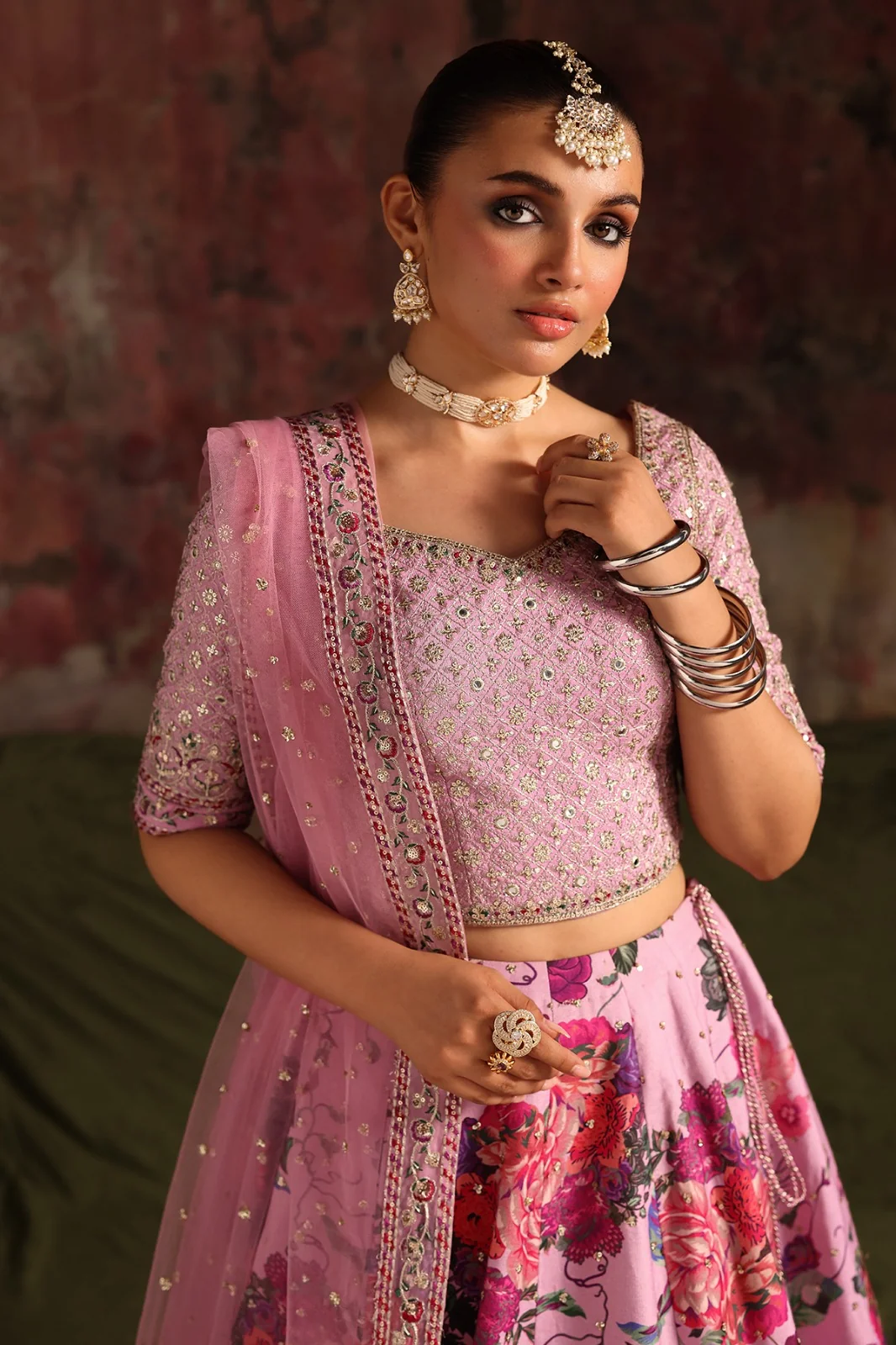 3-PC Embroidered Raw-Silk Suit CMA-5-03 - Image 2