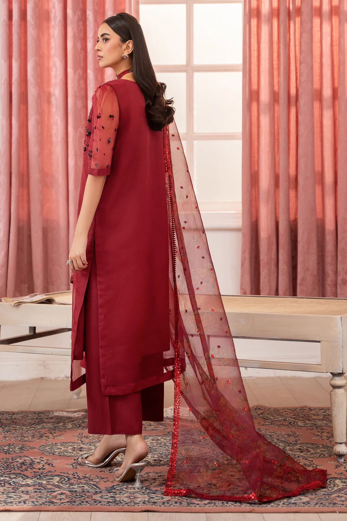 3-PC Embroidered Raw-Silk Suit CMA-5-119 - Image 5
