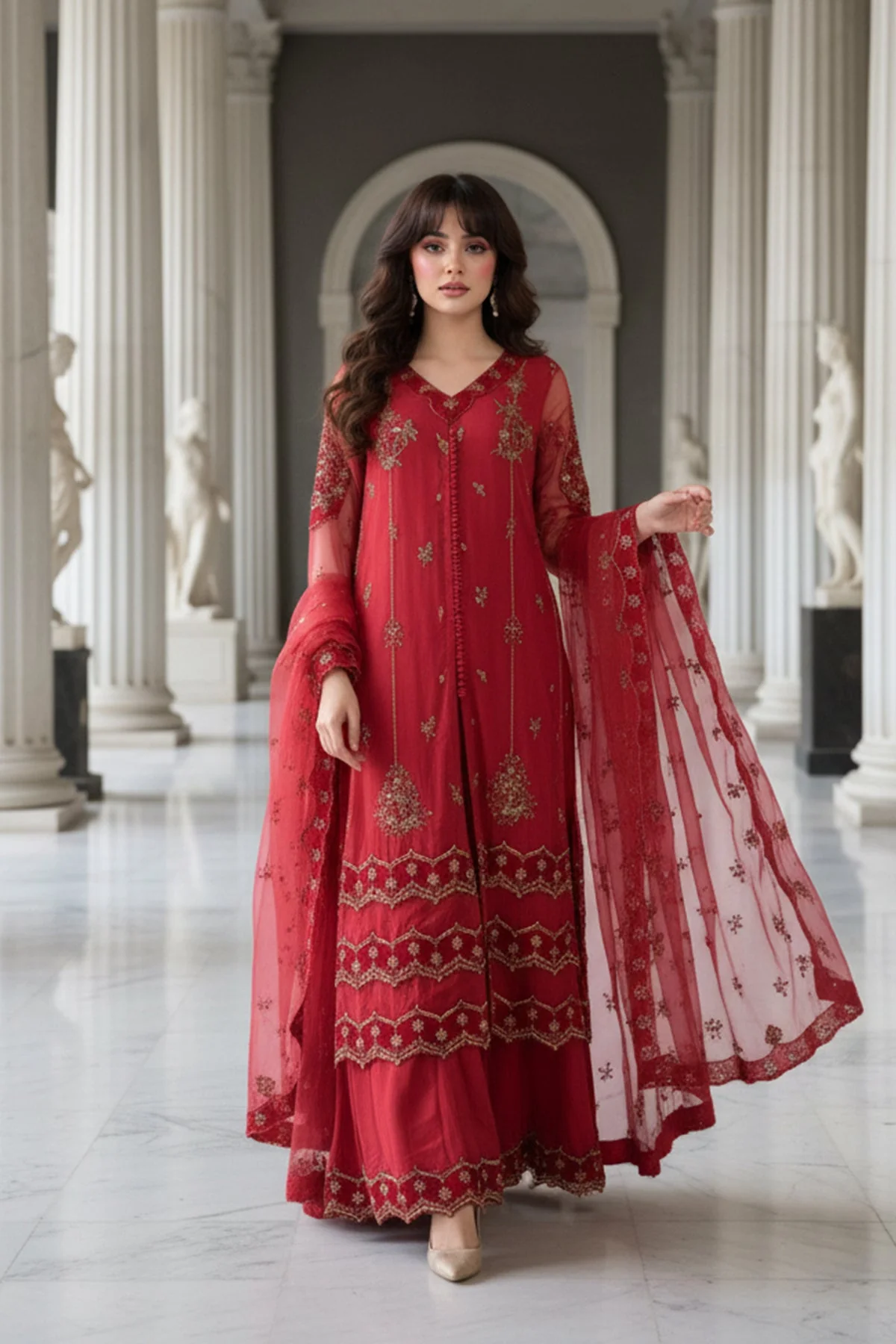 3-PC Embroidered Organza Suit CMA-5-132