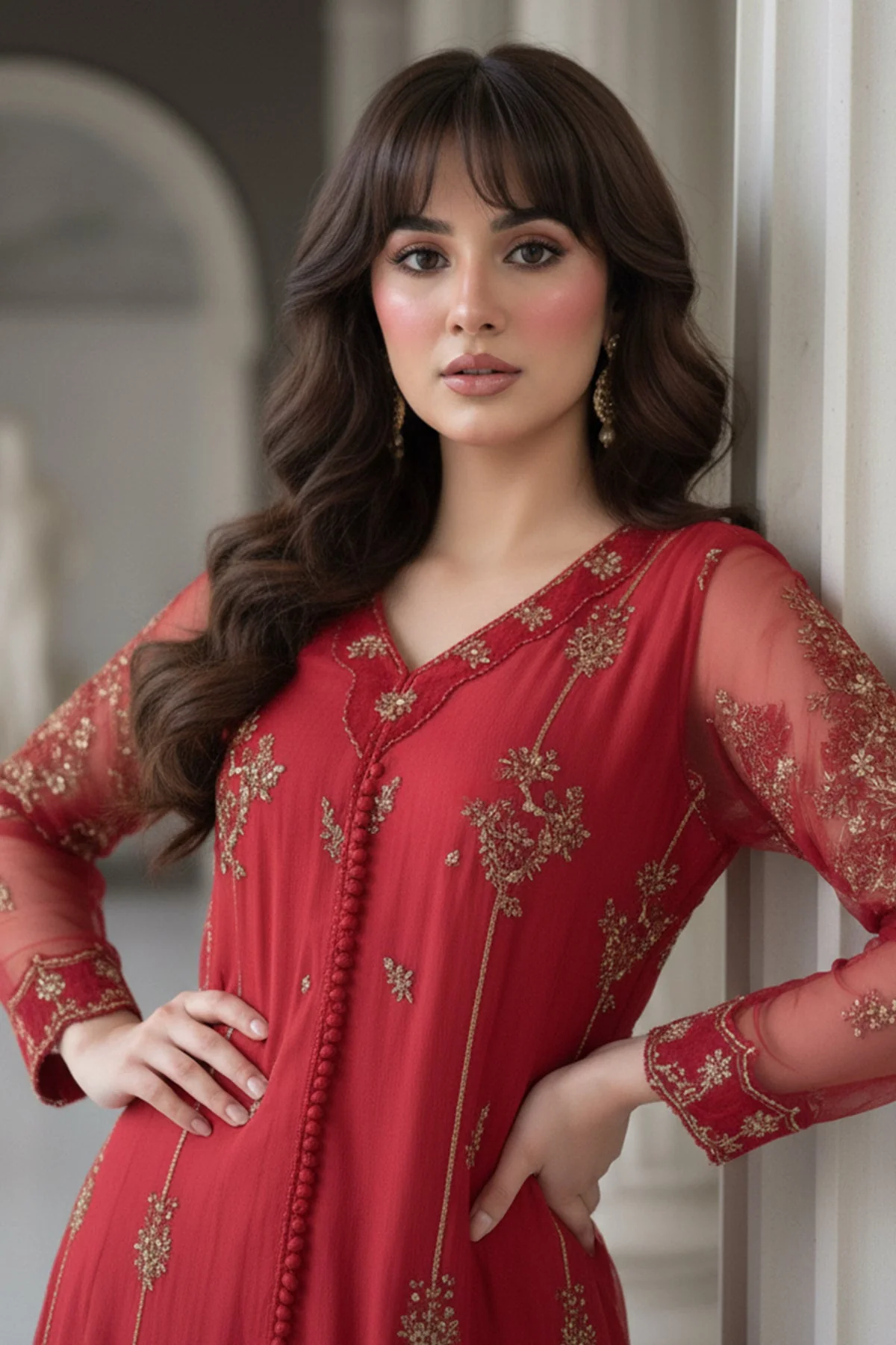 3-PC Embroidered Organza Suit CMA-5-132 - Image 2