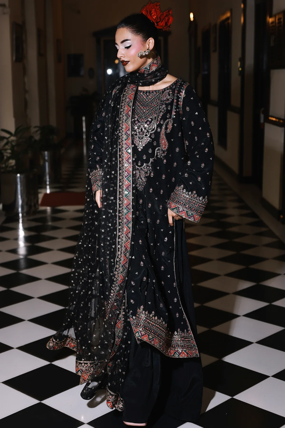 3-PC Embroidered Raw-Silk Suit CMA-5-136A - Image 4