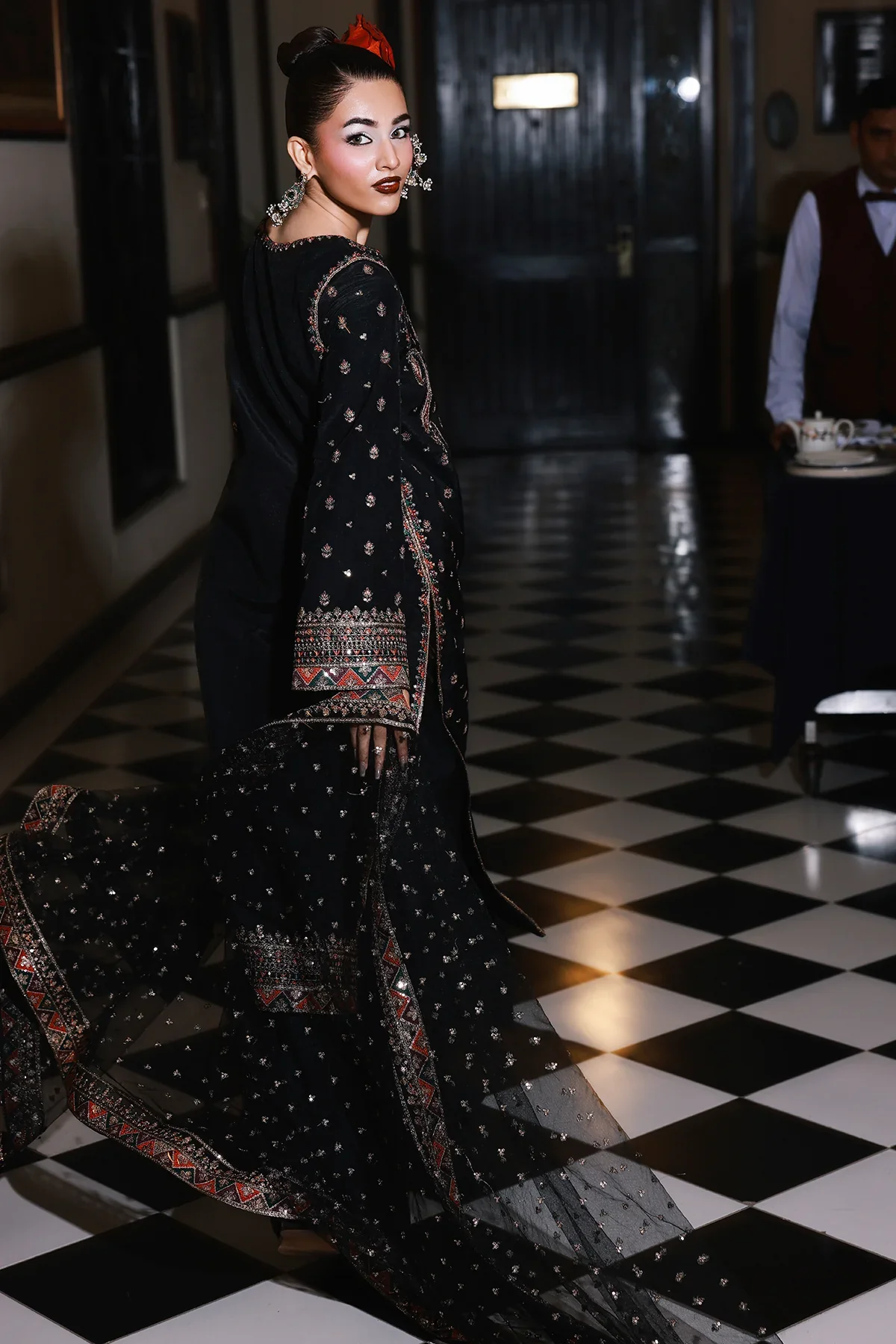 3-PC Embroidered Raw-Silk Suit CMA-5-136A - Image 5