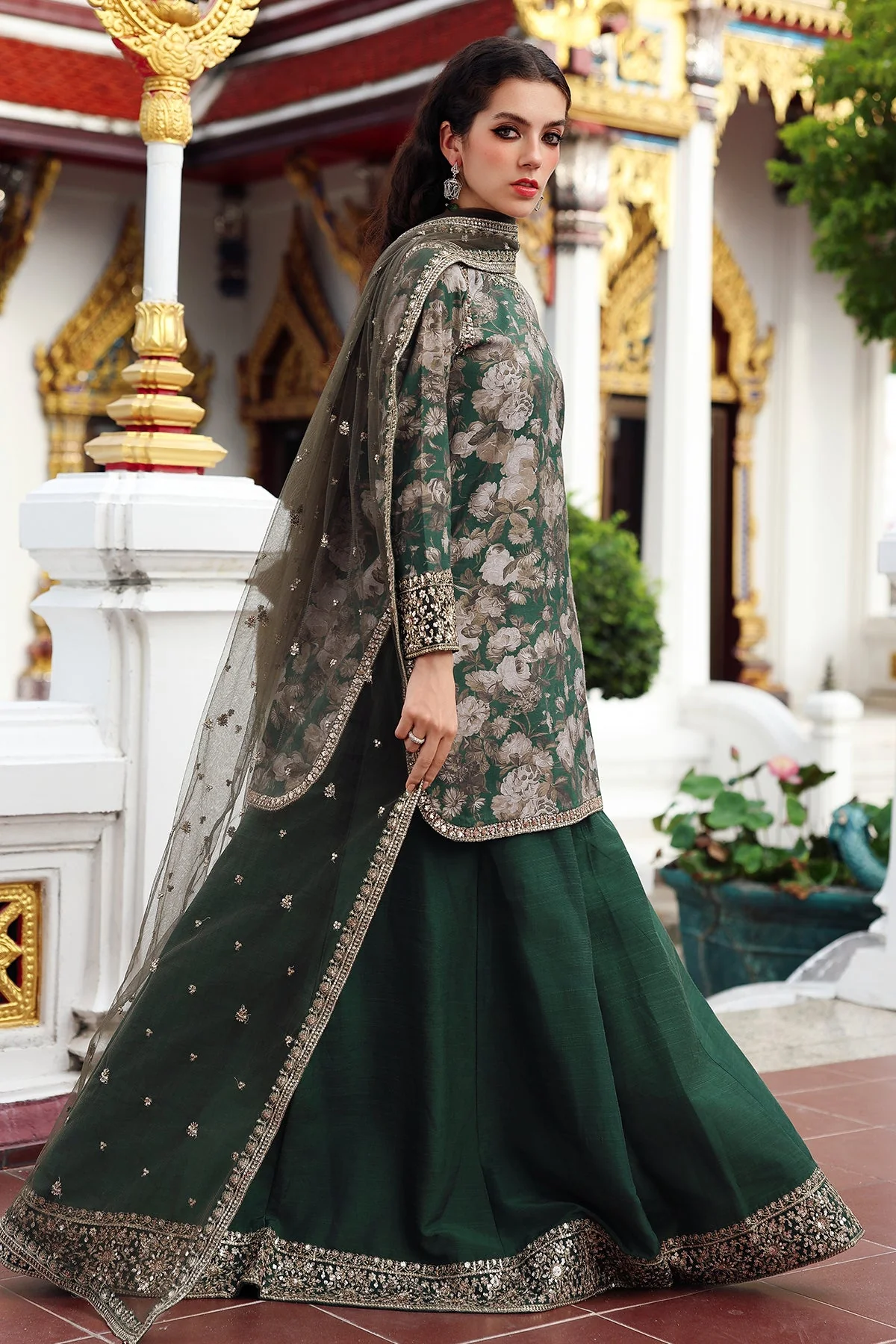 3-PC Embroidered Raw-Silk Suit CMA-5-161 - Image 2