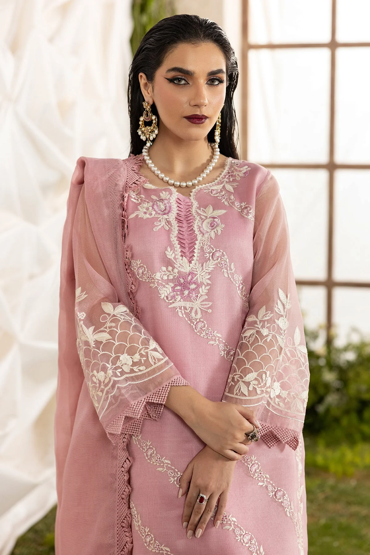3-PC Embroidered Rajo-Net Suit CMA-5-189 - Image 3