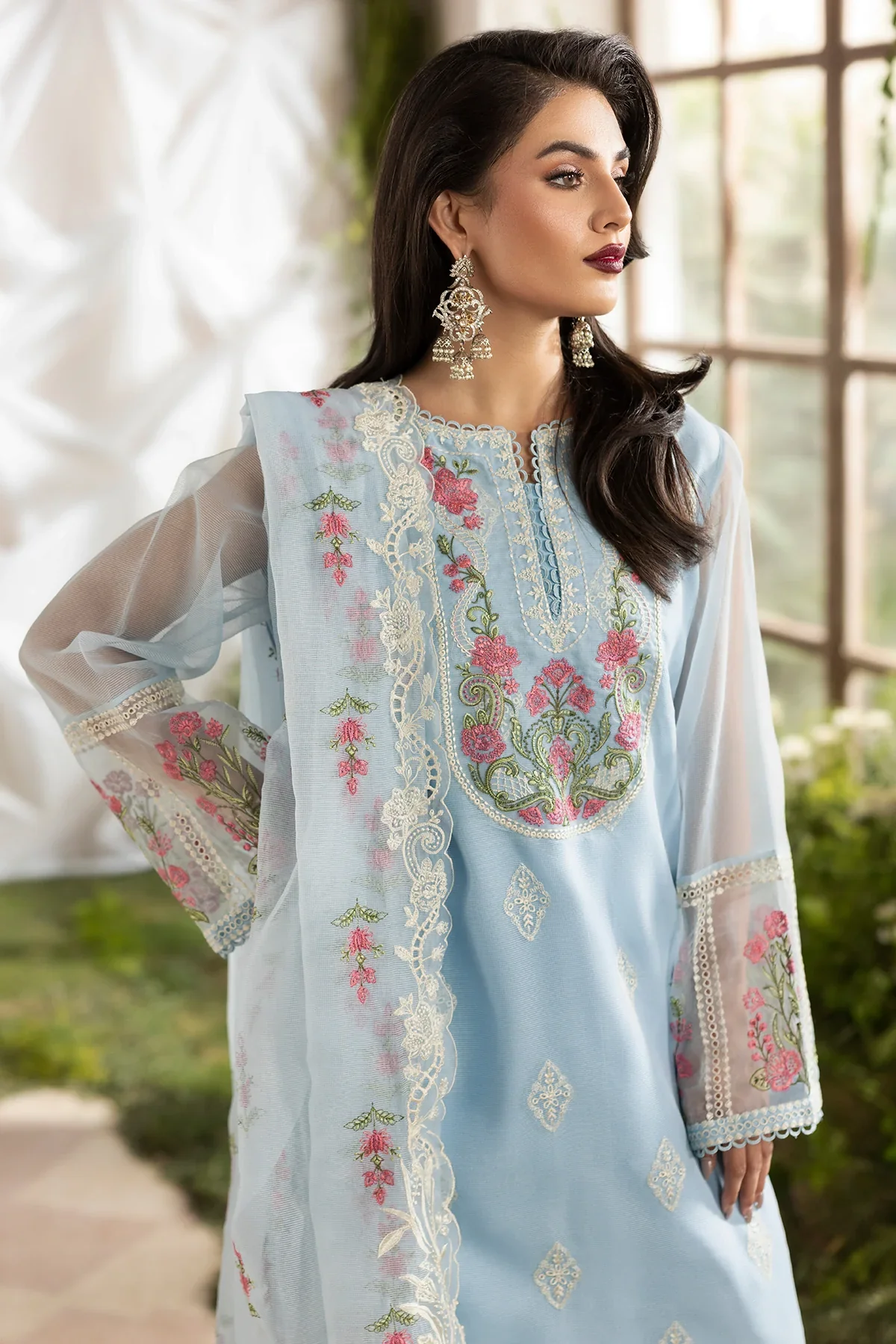 3-PC Embroidered Rajo-Net Suit CMA-5-191 - Image 2