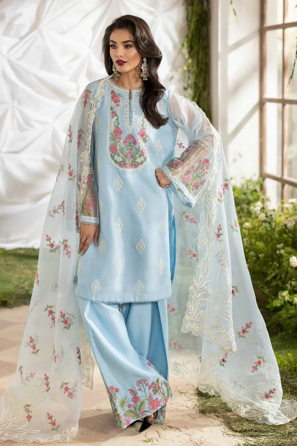 3-PC Embroidered Rajo-Net Suit CMA-5-191 - Image 3