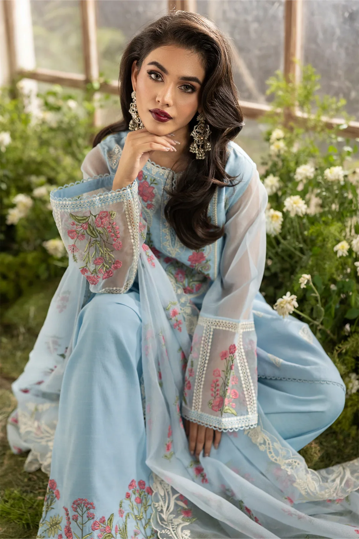 3-PC Embroidered Rajo-Net Suit CMA-5-191 - Image 6