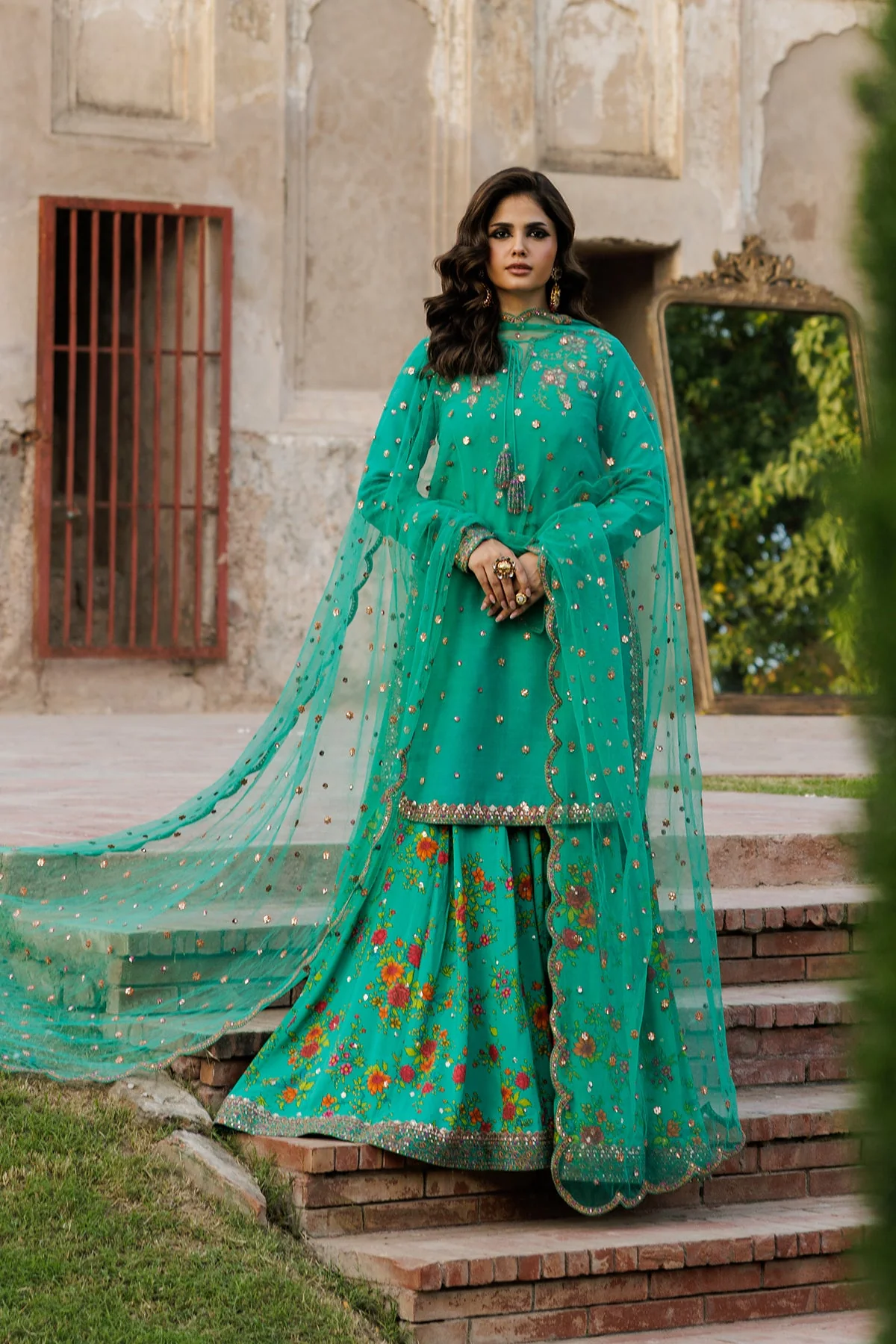 3-PC Embroidered Raw-Silk Suit CMA-5-242 - Image 3