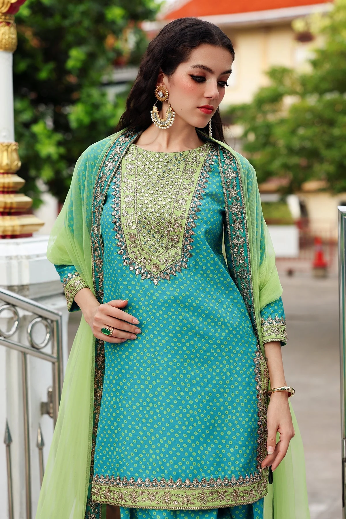 3-PC Embroidered Raw-Silk Suit CMA-6-173 - Image 2