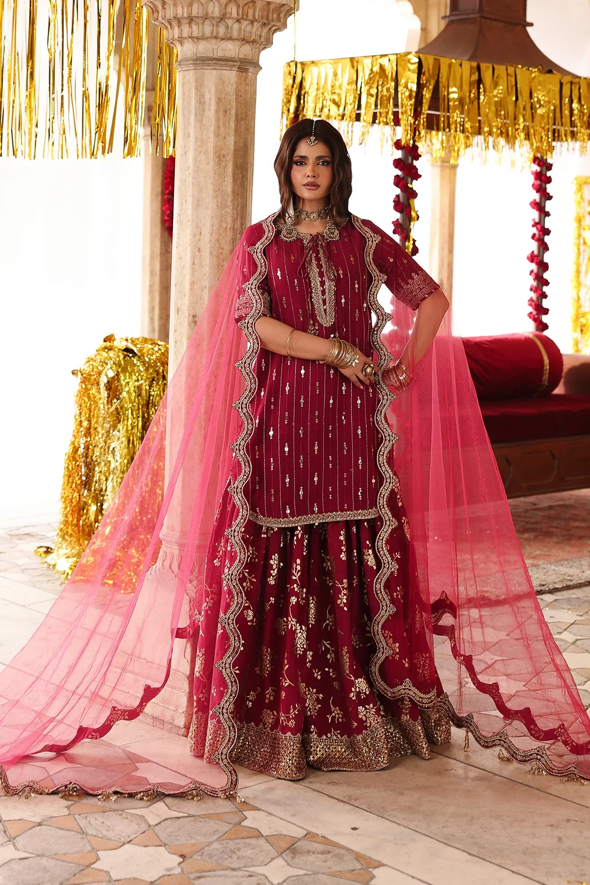 3-PC Embroidered Raw-Silk Suit CMA-6-205 - Image 3