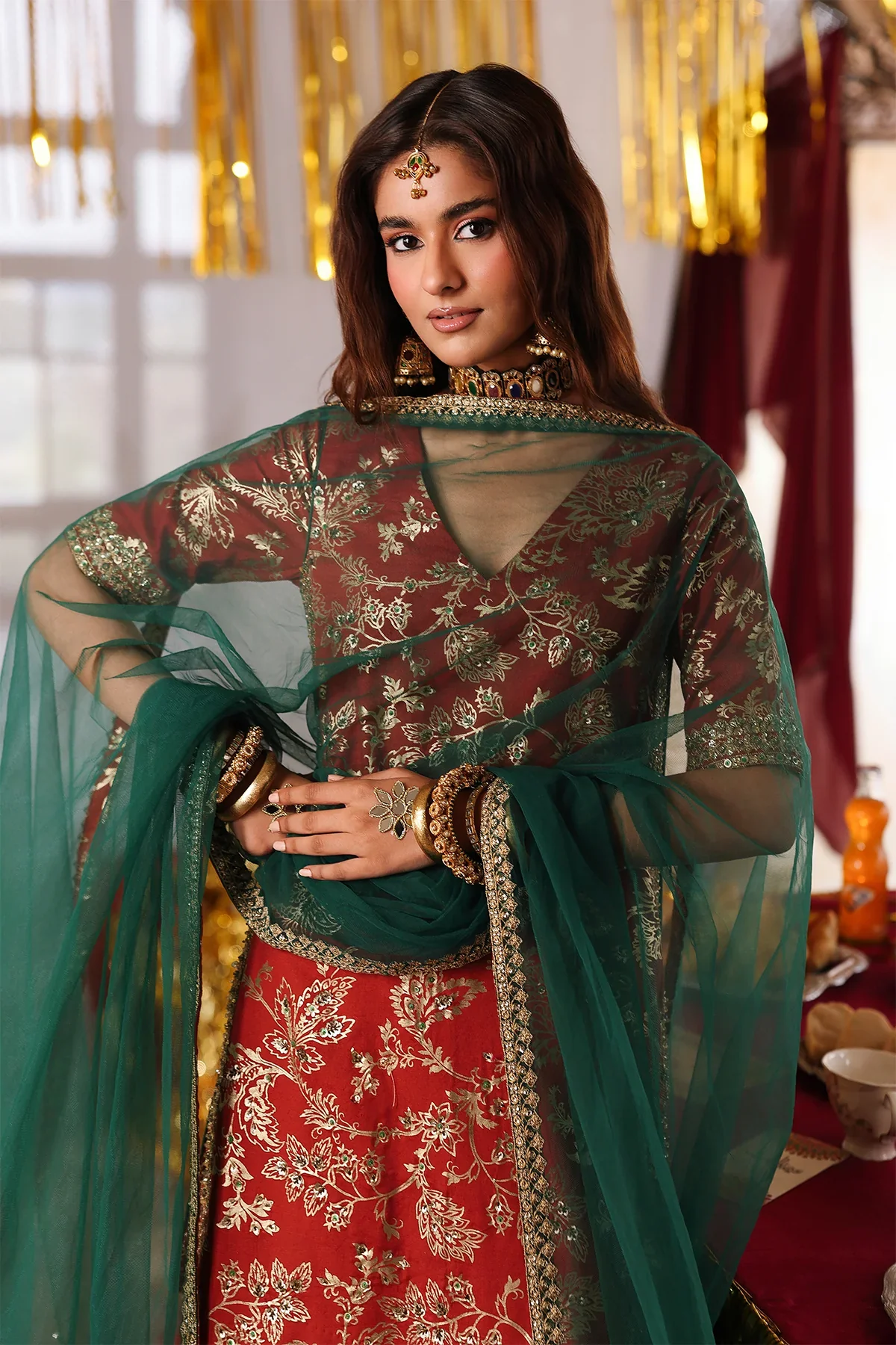 3-PC Embroidered Raw-Silk Suit CMA-6-206 - Image 2