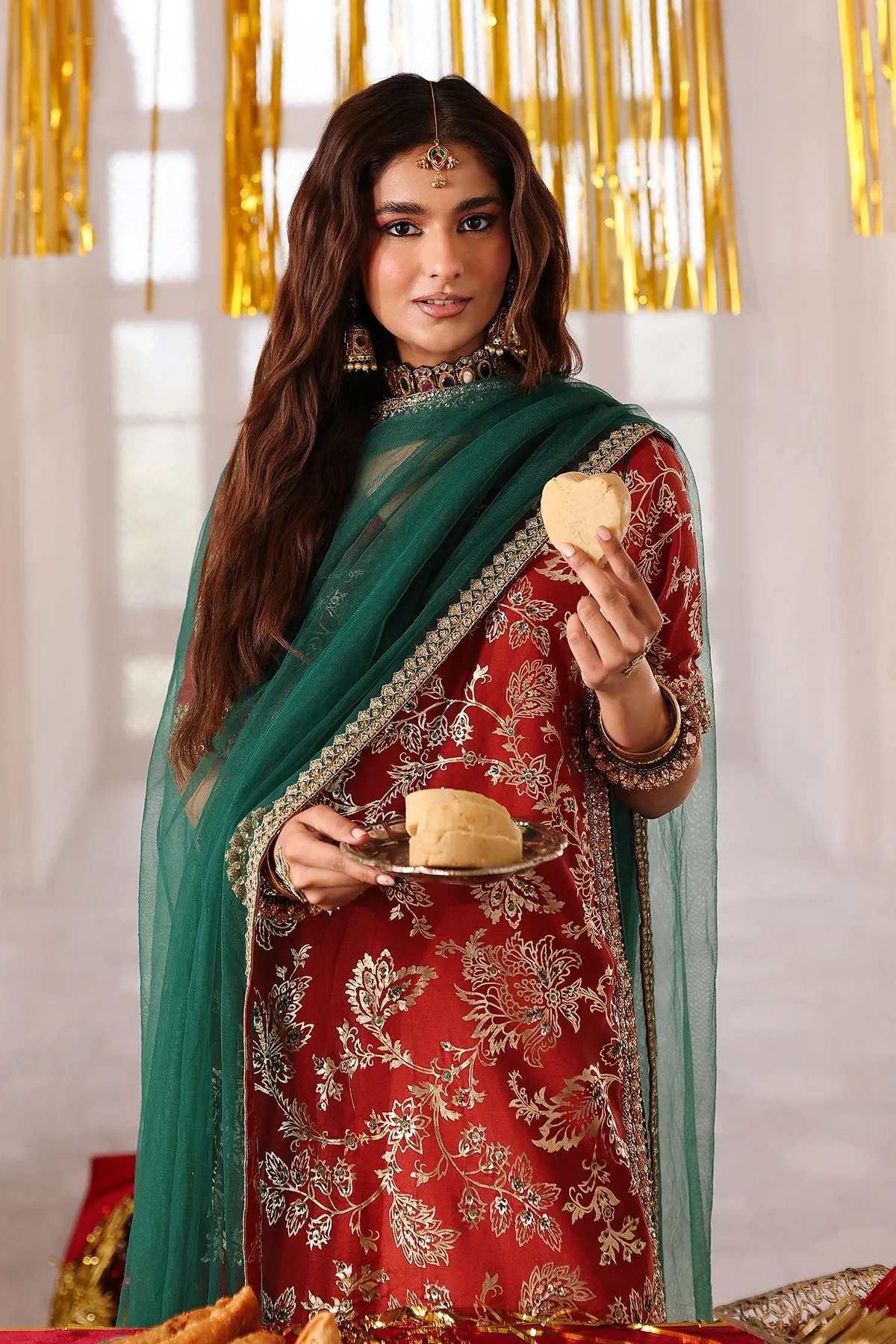 3-PC Embroidered Raw-Silk Suit CMA-6-206 - Image 3