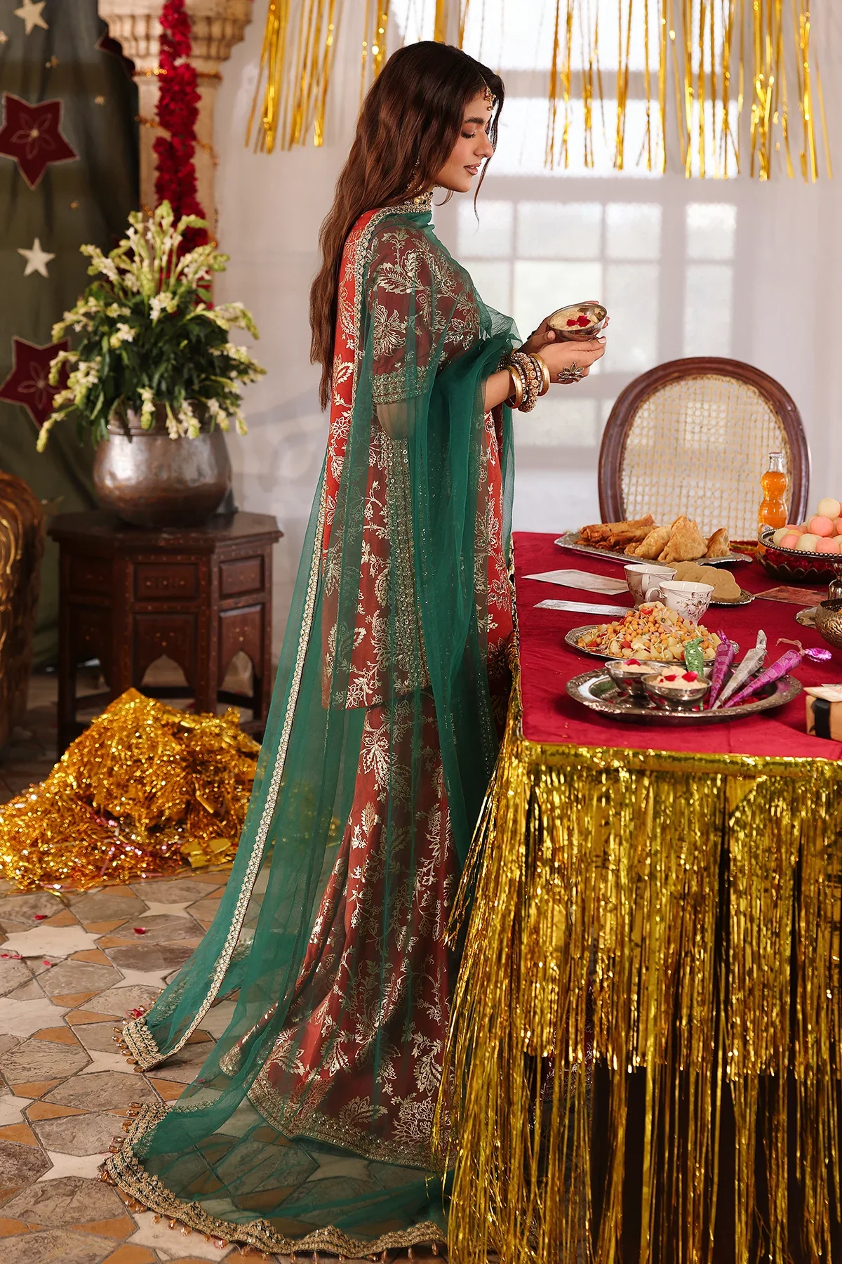 3-PC Embroidered Raw-Silk Suit CMA-6-206 - Image 4