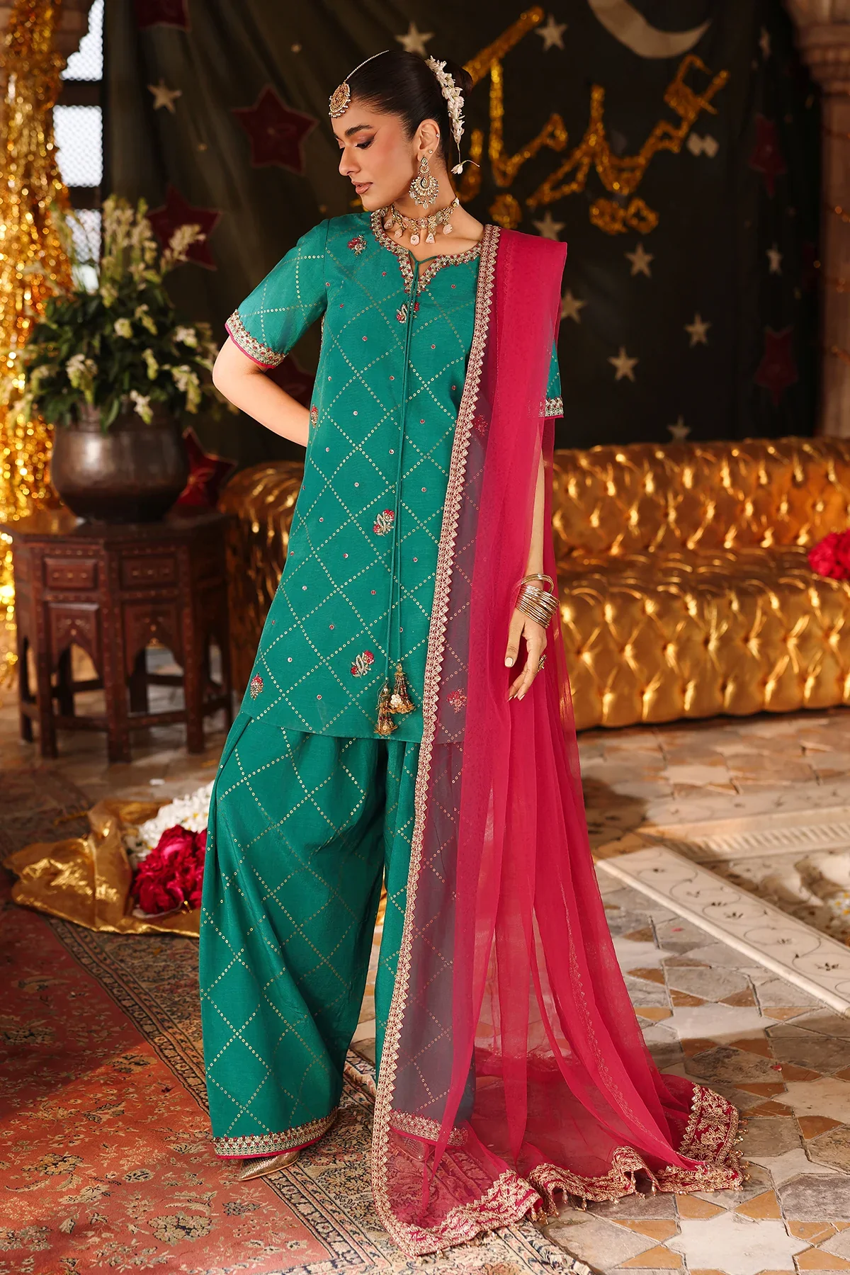 3-PC Embroidered Raw-Silk Suit CMA-6-219 - Image 3