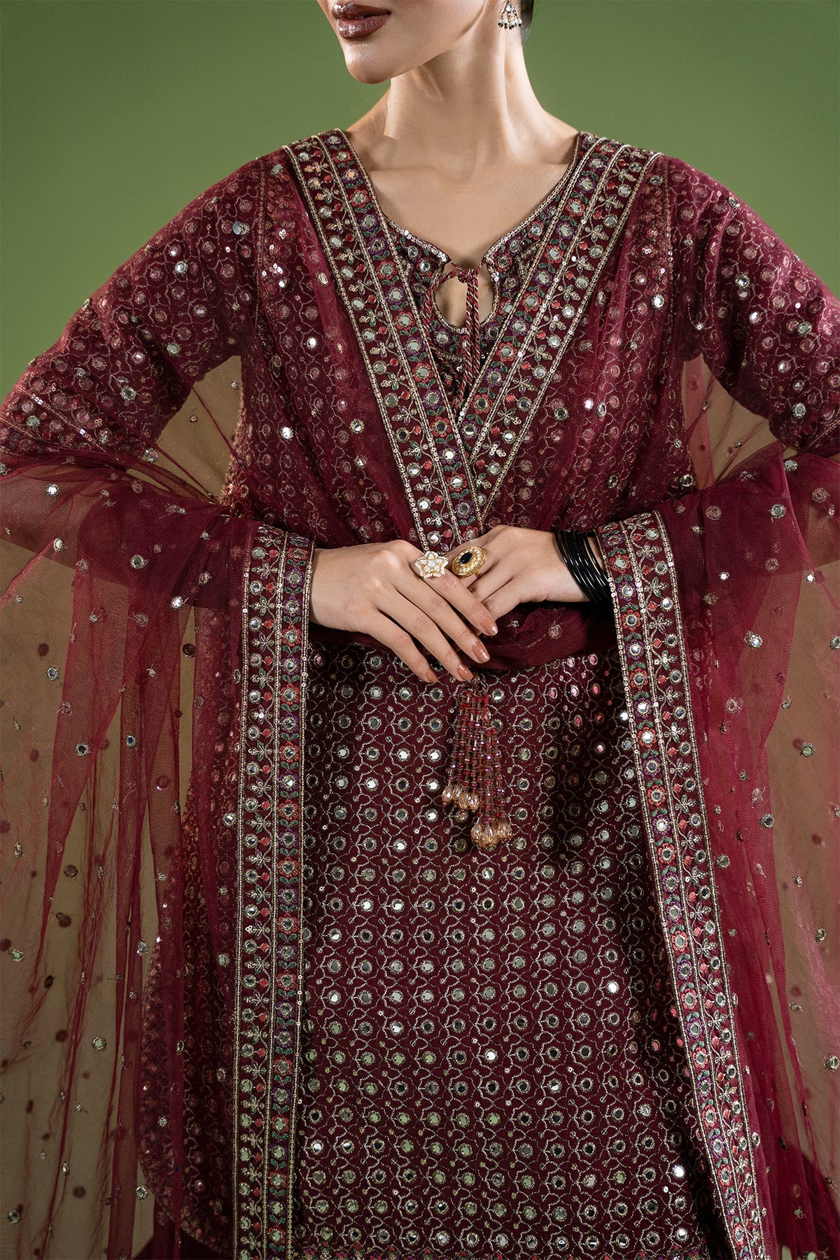 3-PC Embroidered Raw-Silk Suit CMA-6-236 - Image 3