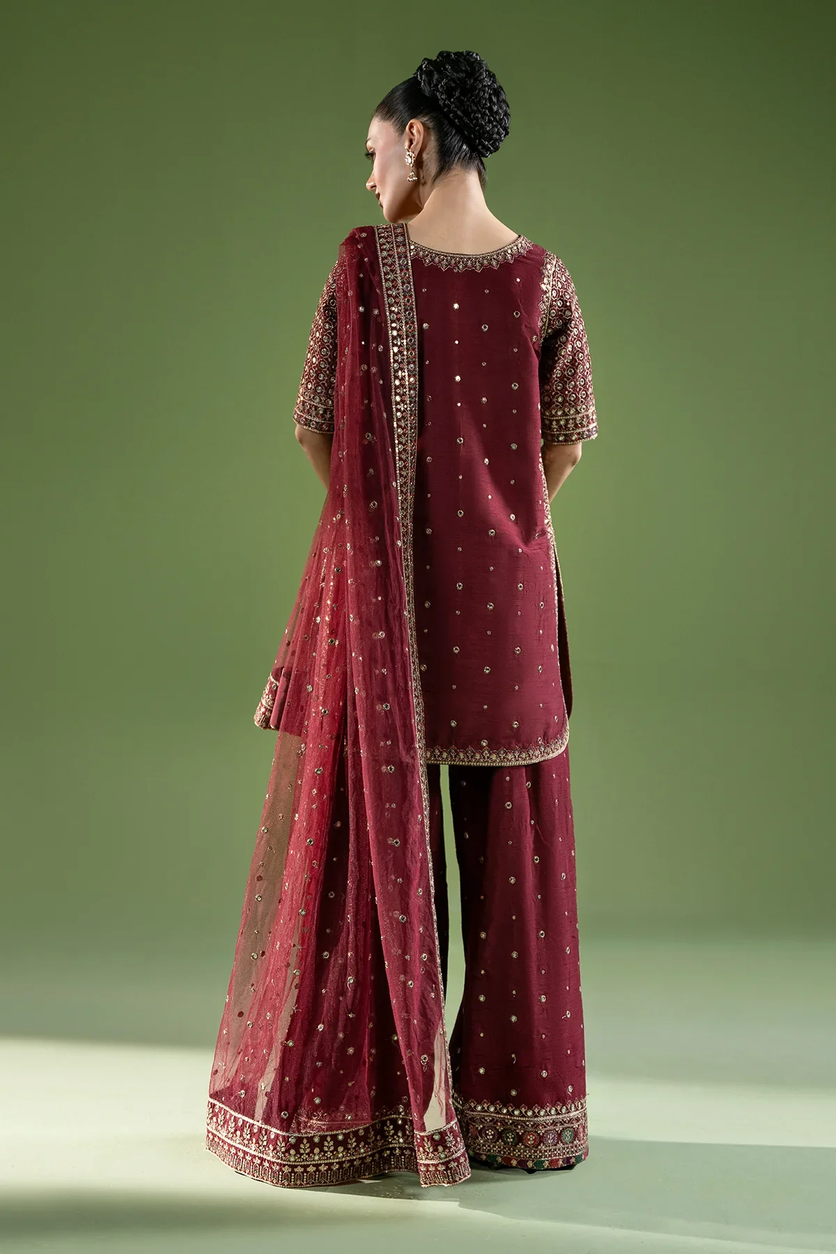3-PC Embroidered Raw-Silk Suit CMA-6-236 - Image 4