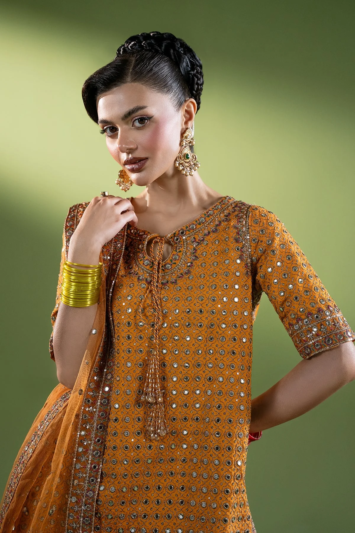 3-PC Embroidered Raw-Silk Suit CMA-6-260 - Image 2