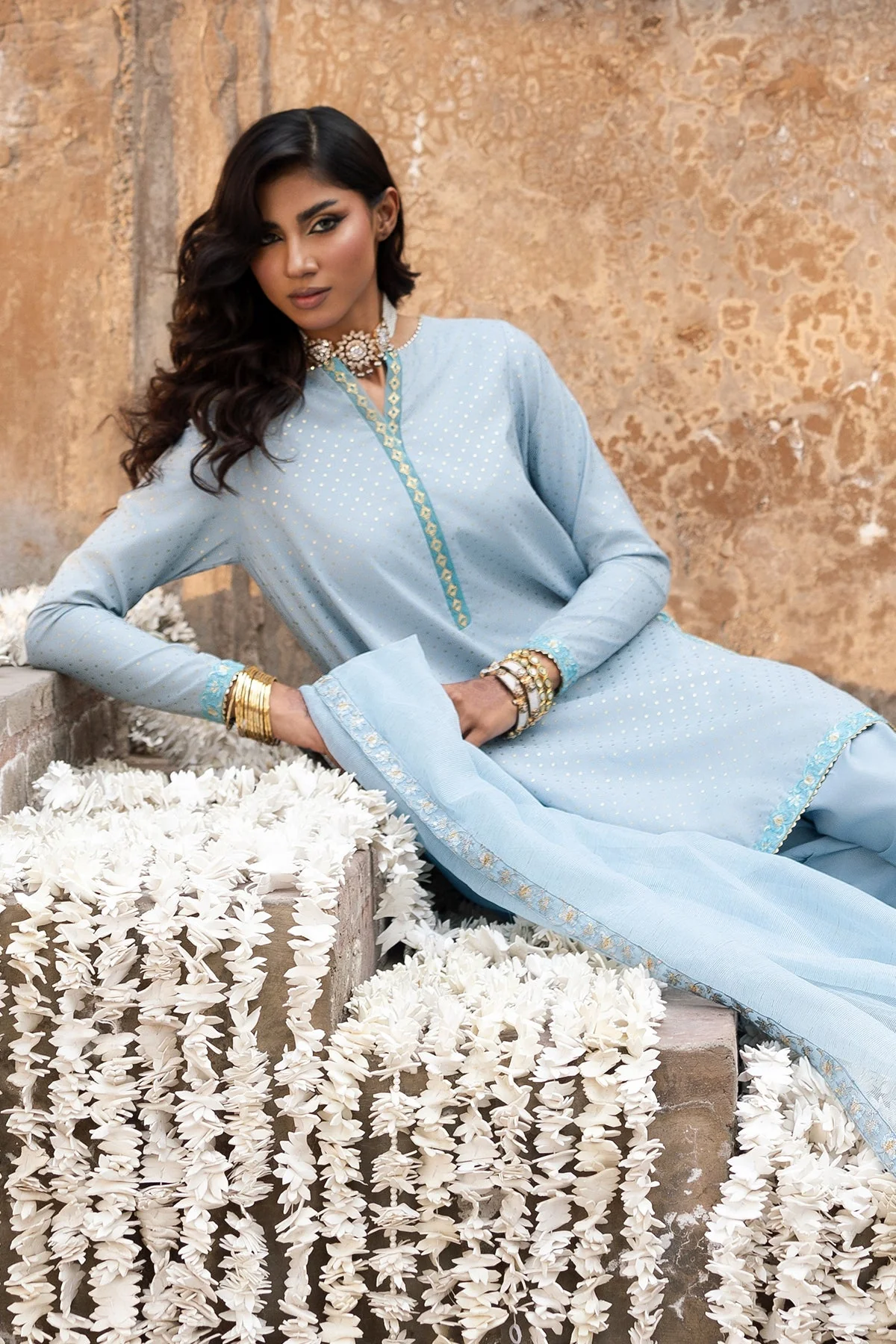 3-PC Embroidered Raw-Silk Suit CMA-6-336 - Image 5