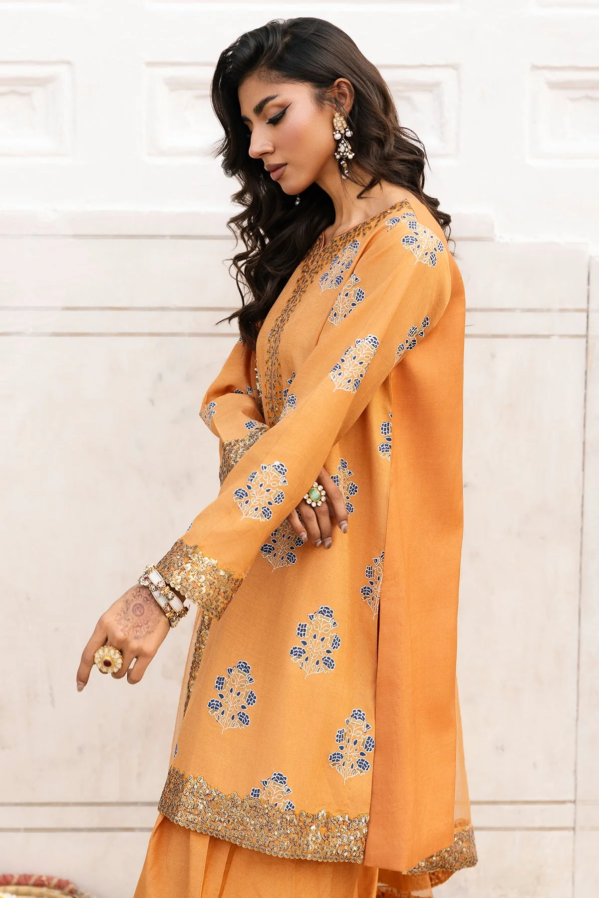 3-PC Embroidered Raw-Silk Suit  CMA-6-341 - Image 3