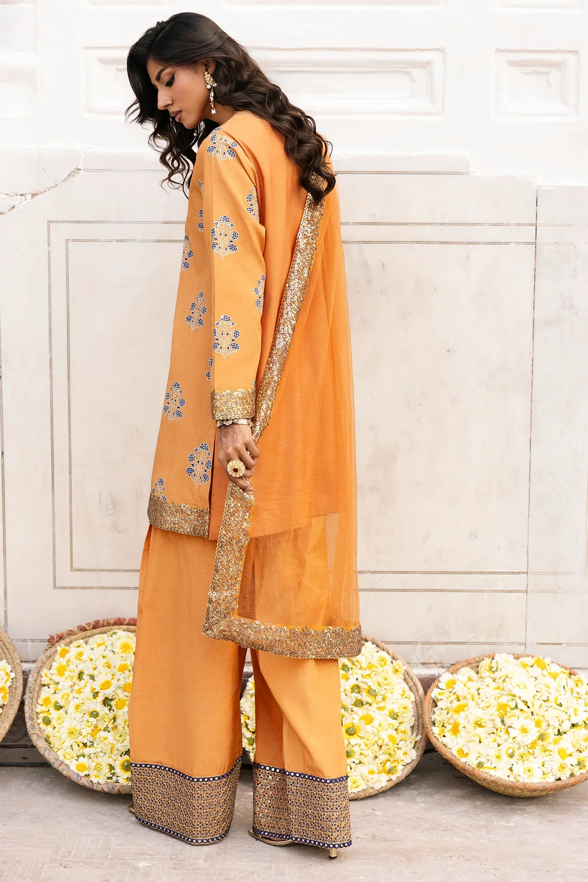 3-PC Embroidered Raw-Silk Suit  CMA-6-341 - Image 6