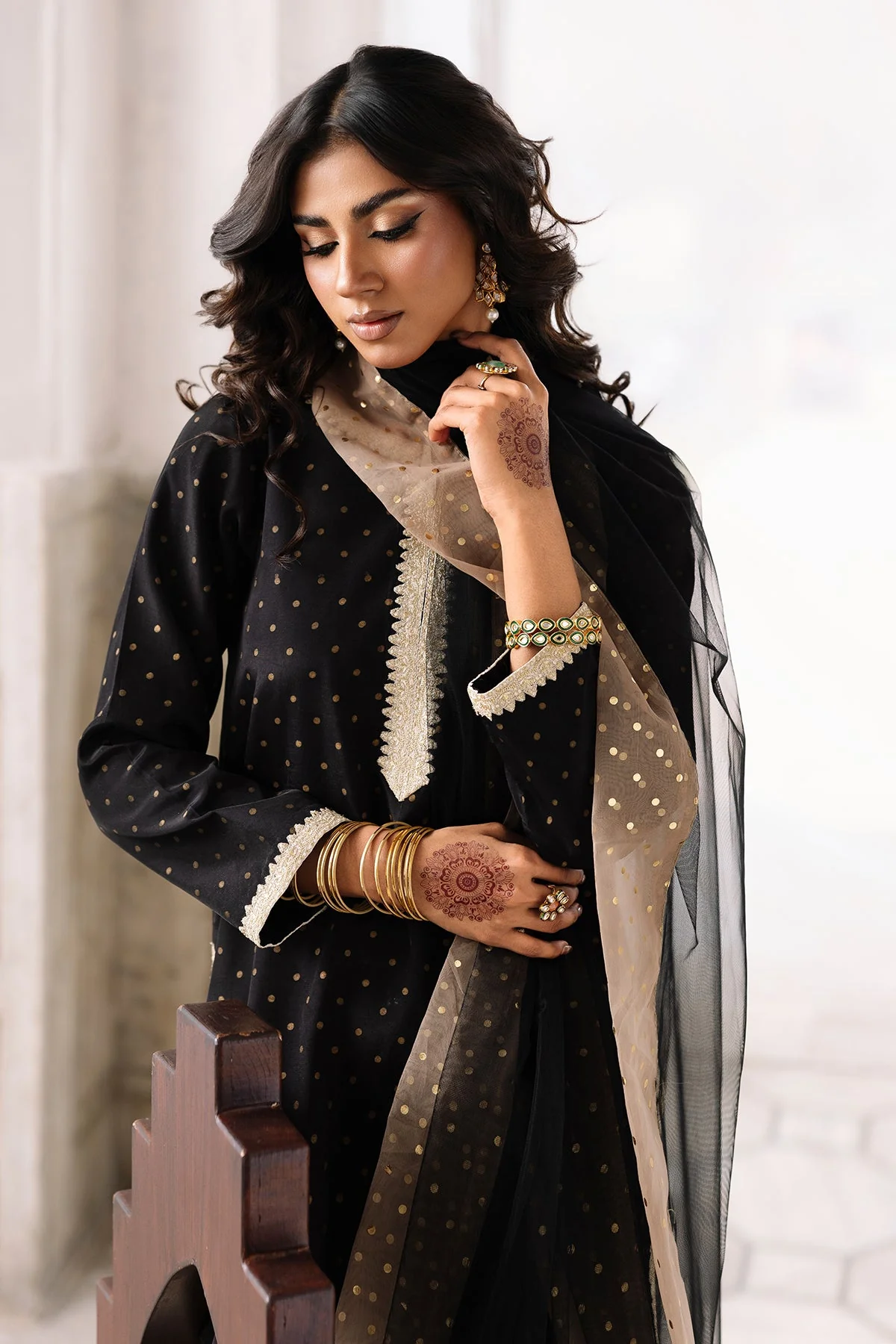 3-PC Embroidered Raw-Silk Suit CMA-6-351 - Image 6