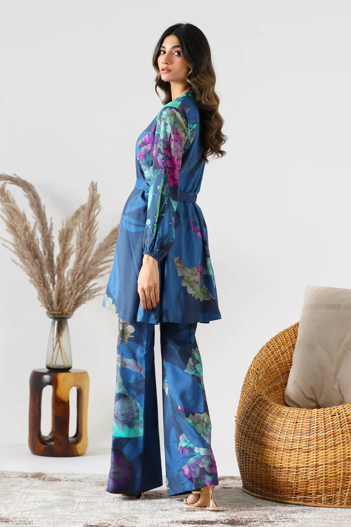 2-PC Printed Raw-Silk Shirt with Trouser CPM-4-211 - Image 4