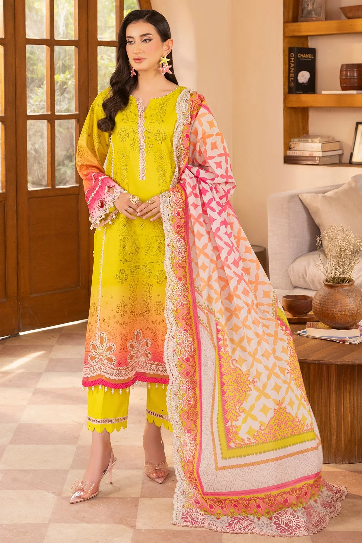 3-PC Stitched Embroidered Lawn Collection RN6-06 PSOK - Image 7