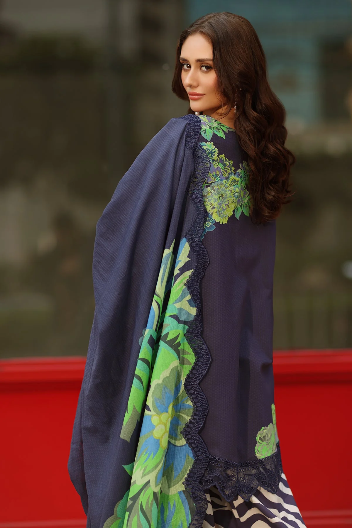 3-PC Stitched Embroidered Lawn  Collection RN6-07 PSOK - Image 5