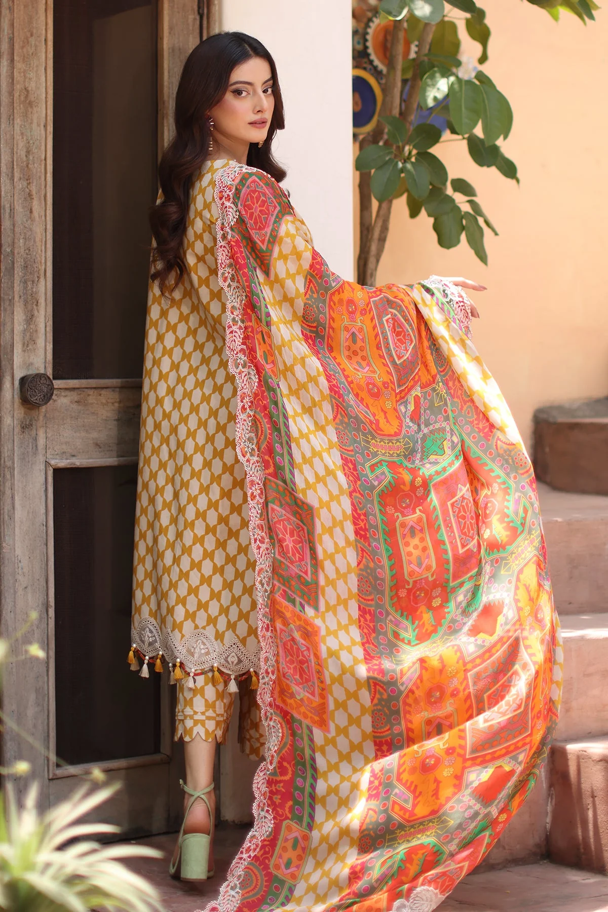 3-PC Stitched Embroidered Lawn  Collection RN6-09 PSOK - Image 4