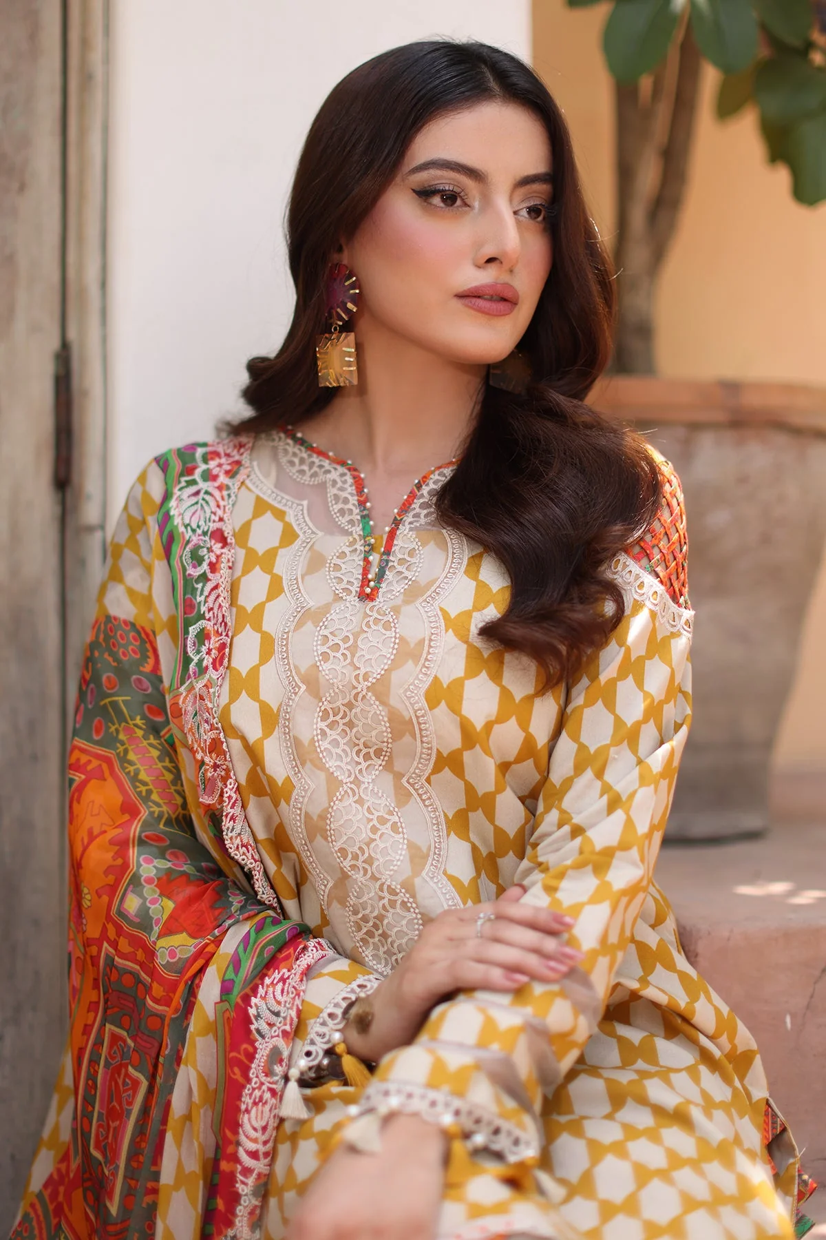 3-PC Stitched Embroidered Lawn  Collection RN6-09 PSOK - Image 5
