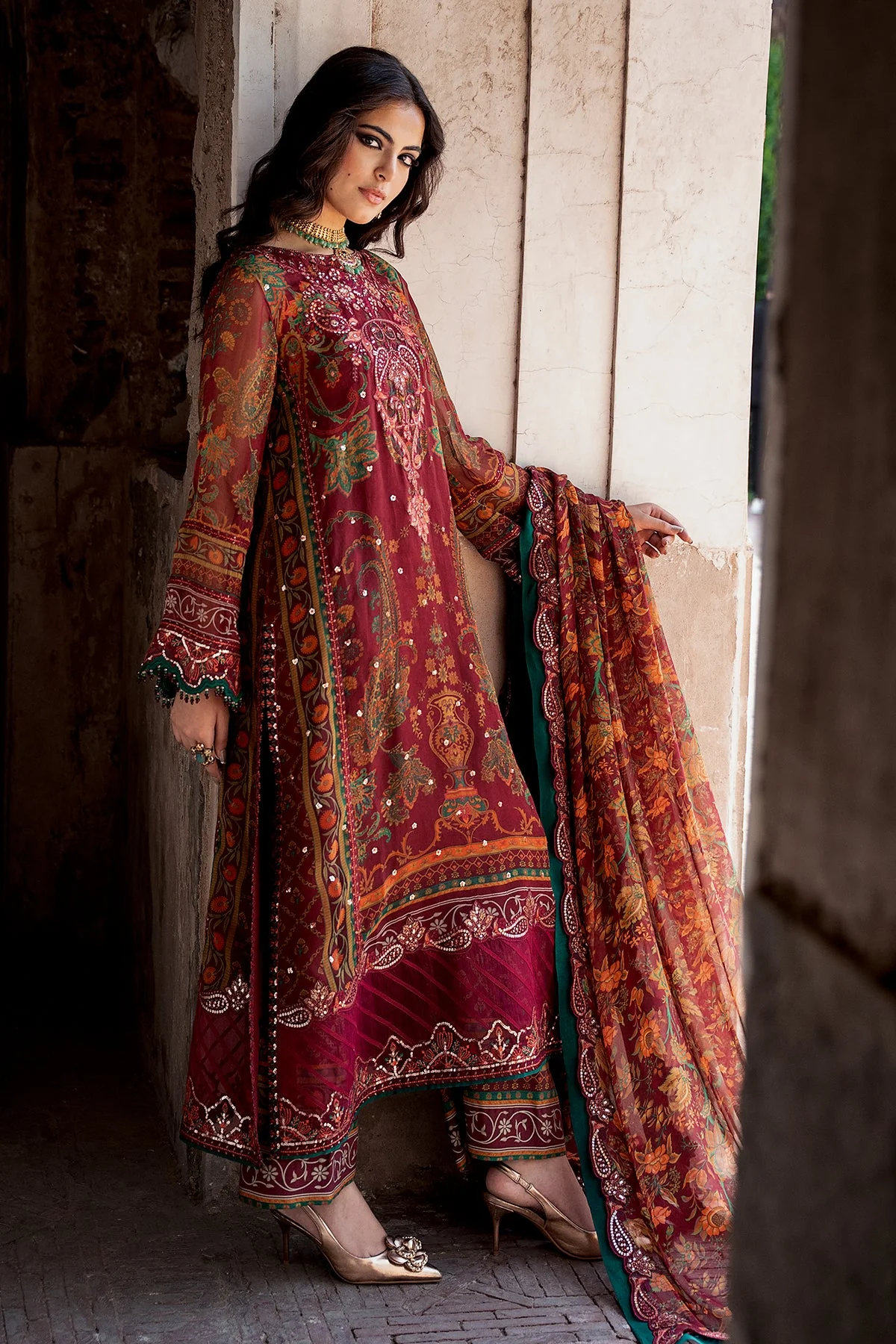 3-PC  Embroidered Chiffon Collection VSLW6-04 PSOK - Image 3