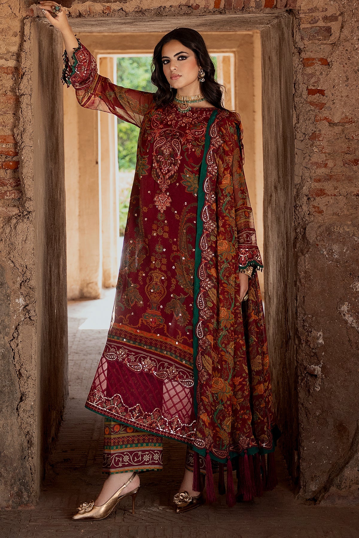 3-PC  Embroidered Chiffon Collection VSLW6-04 PSOK - Image 5