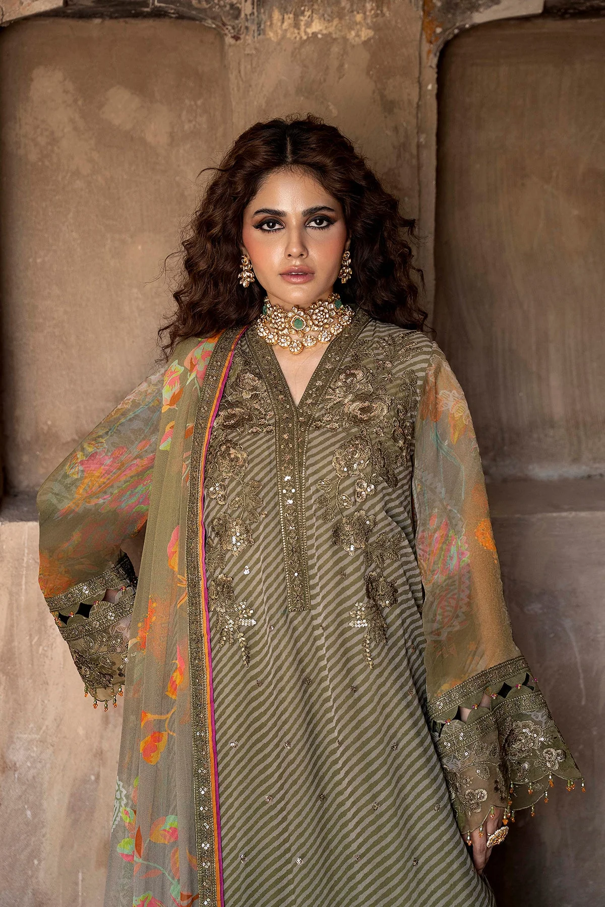 3-PC  Embroidered Chiffon Collection VSLW6-05 PSOK - Image 2