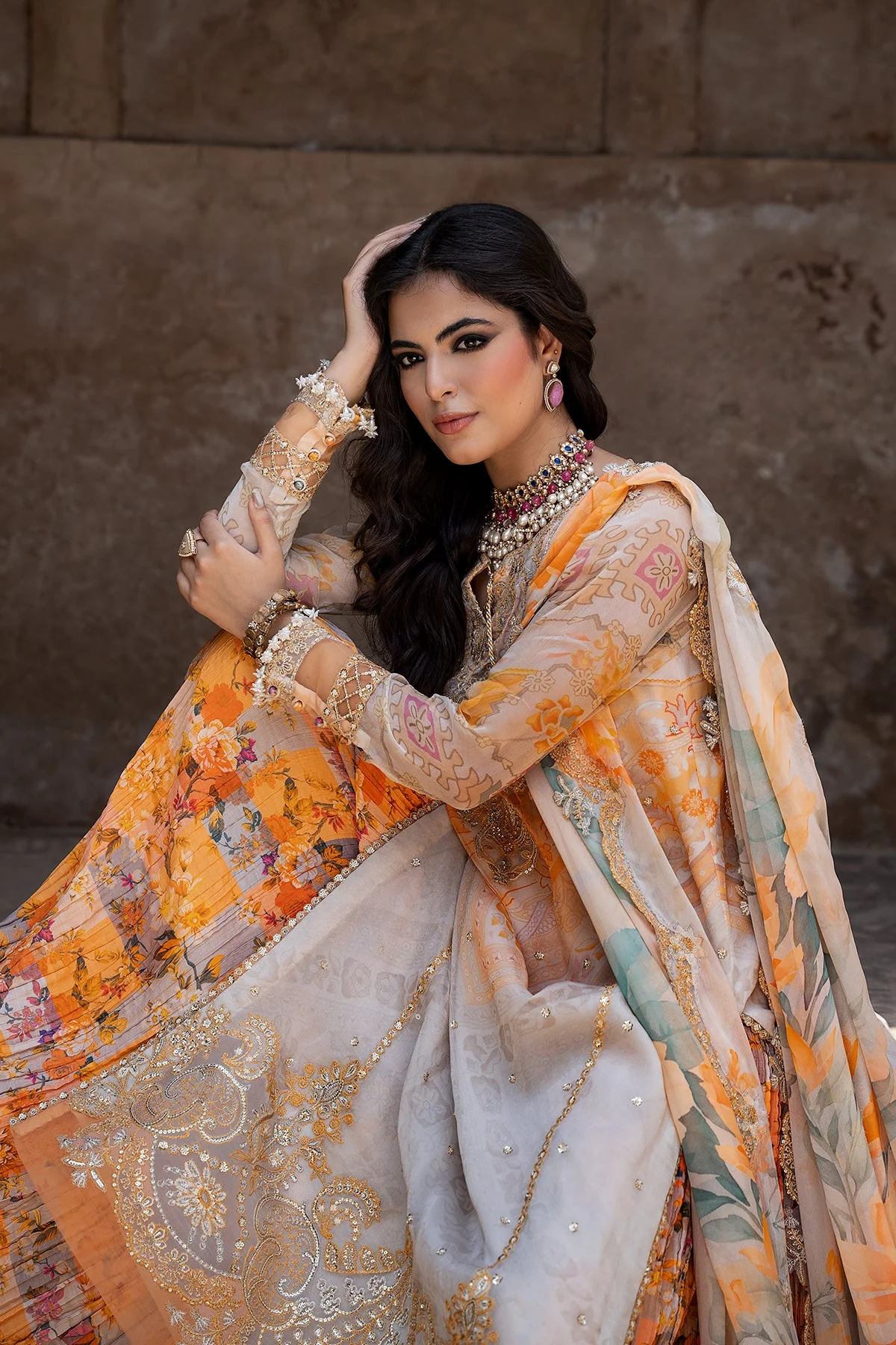 3-PC  Embroidered Chiffon Collection VSLW6-06 PSOK - Image 5
