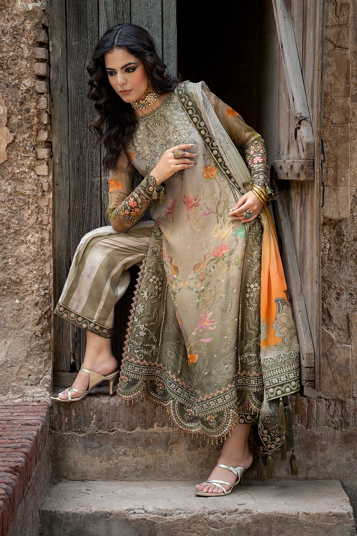 3-PC  Embroidered Chiffon Collection VSLW6-07 PSOK - Image 6